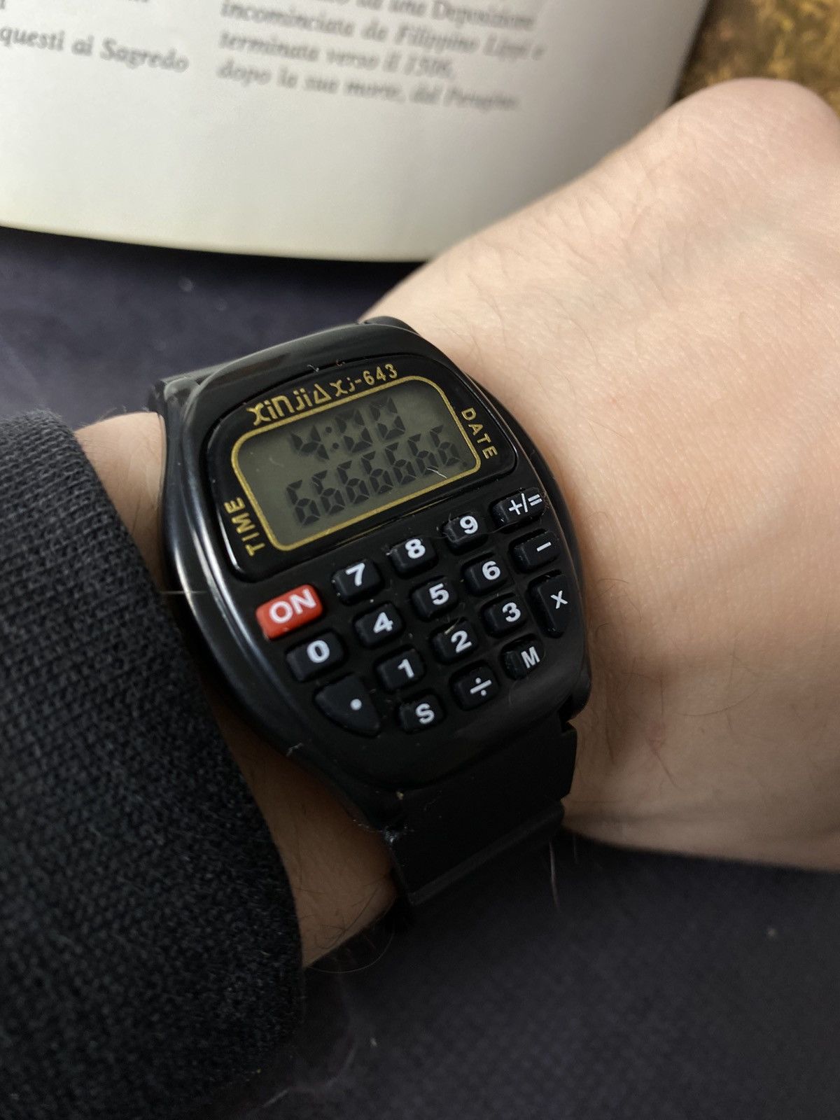 Japanese Brand Vintage Xinjia XJ-643 Calculator Watch Retro Digital Black Size ONE SIZE - 6 Thumbnail