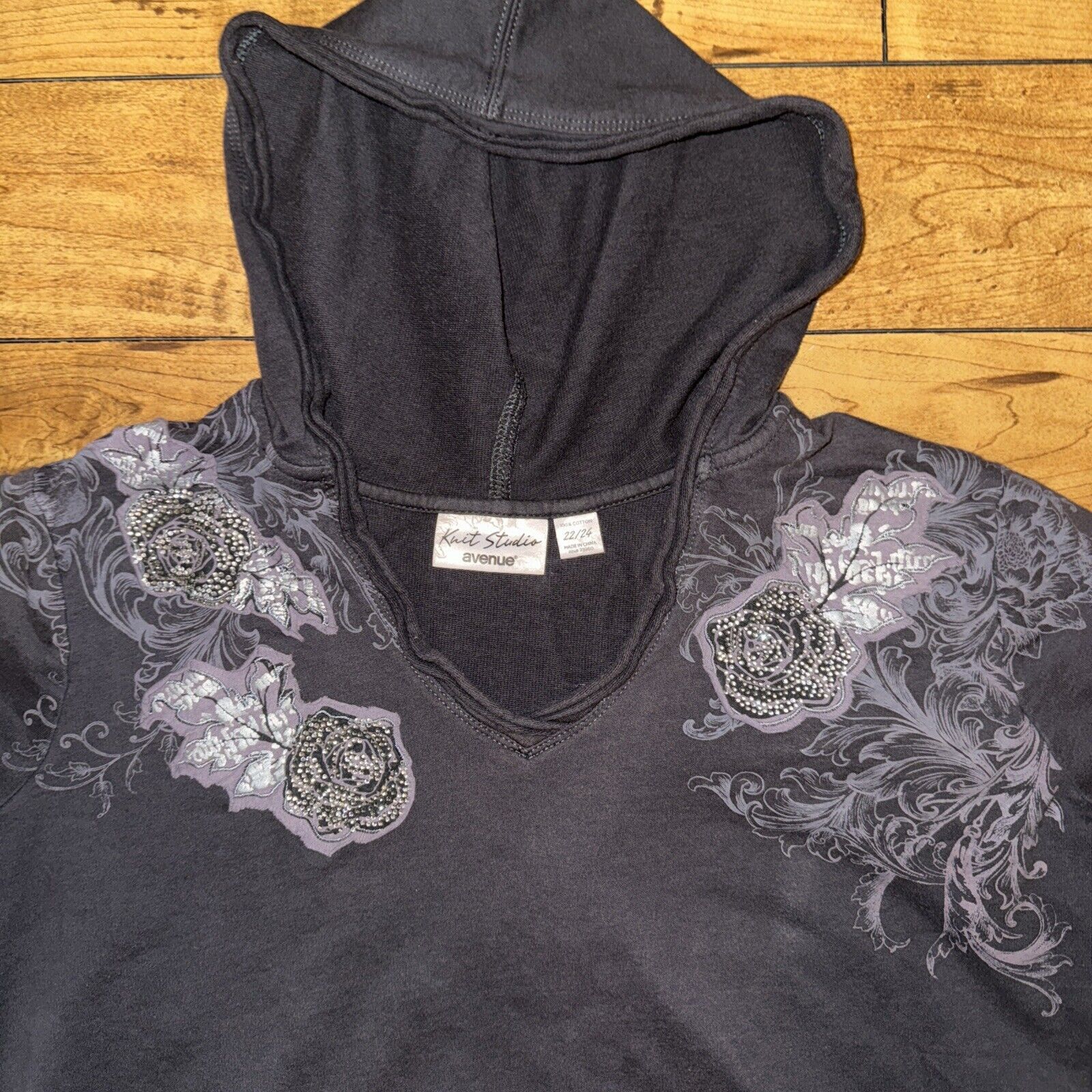 Avenue × Grunt Style × Vintage Y2K Style Avenue PullOver V Neck Hoodie Gray 24x25 XL Size XL / US 12-14 / IT 48-50 - 3 Thumbnail