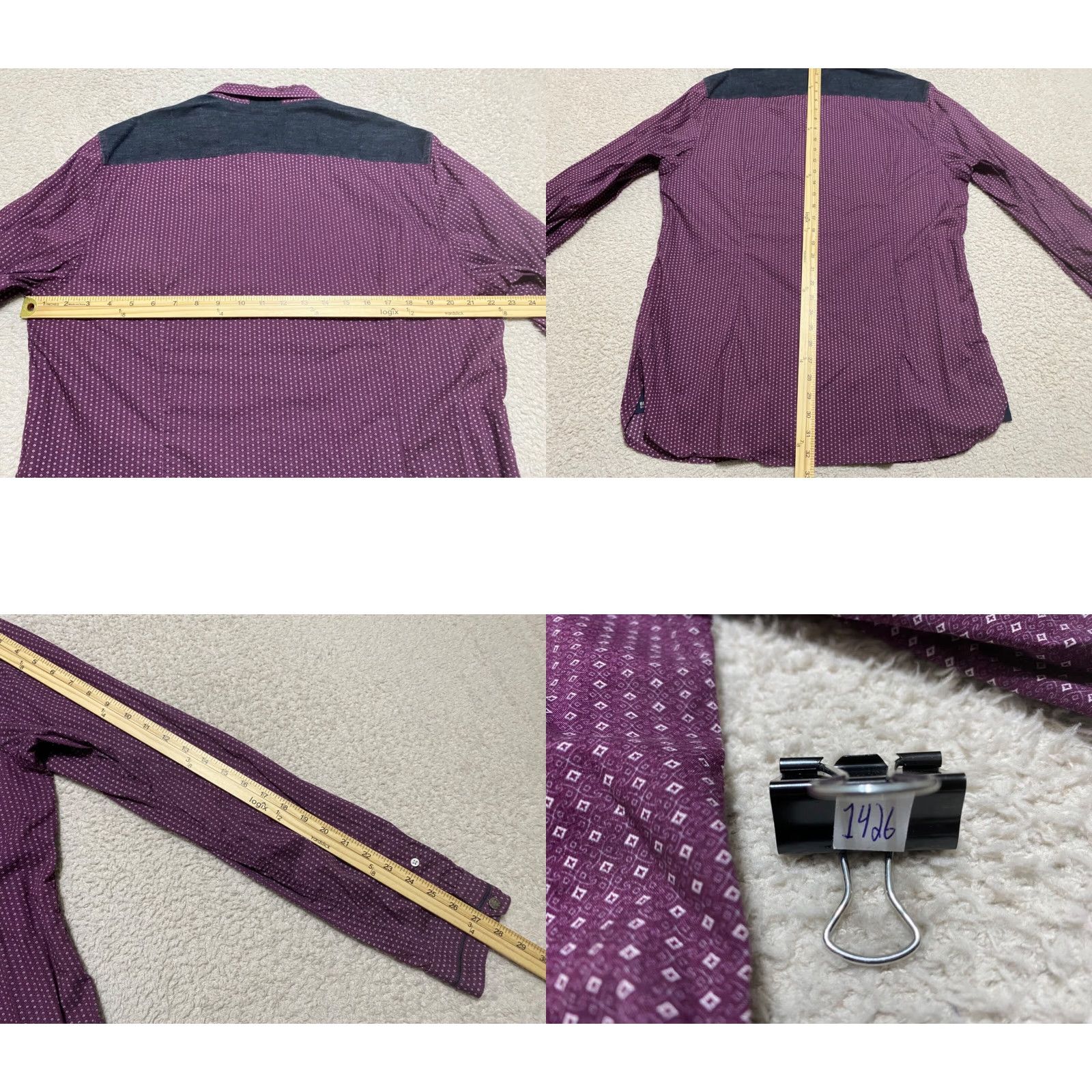 Buffalo David Bitton Buffalo by David Bitton Shirt Mens XL Button-Down L/S Purple Geometric Slim Fit Size US XL / EU 56 / 4 - 8 Thumbnail