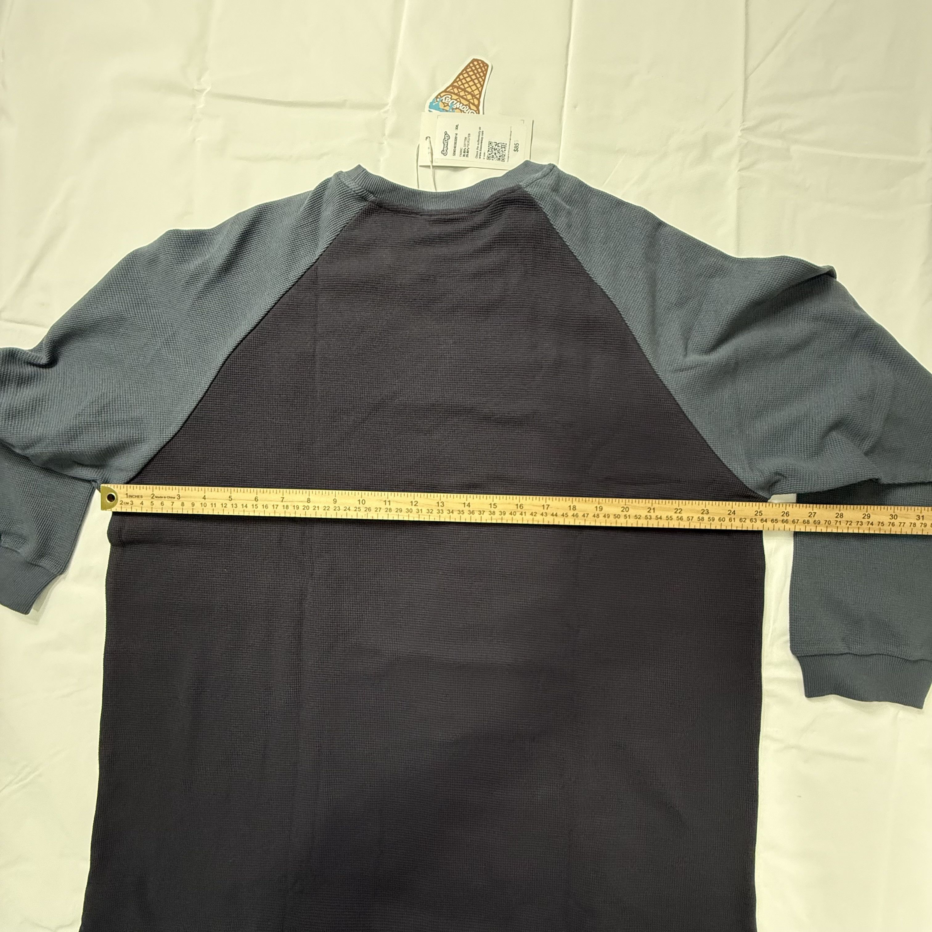Snowday SnowDay Mens XXL Raglan Thermal Waffle Knit Shirt Navy Blue Size US XL / EU 56 / 4 - 11 Thumbnail