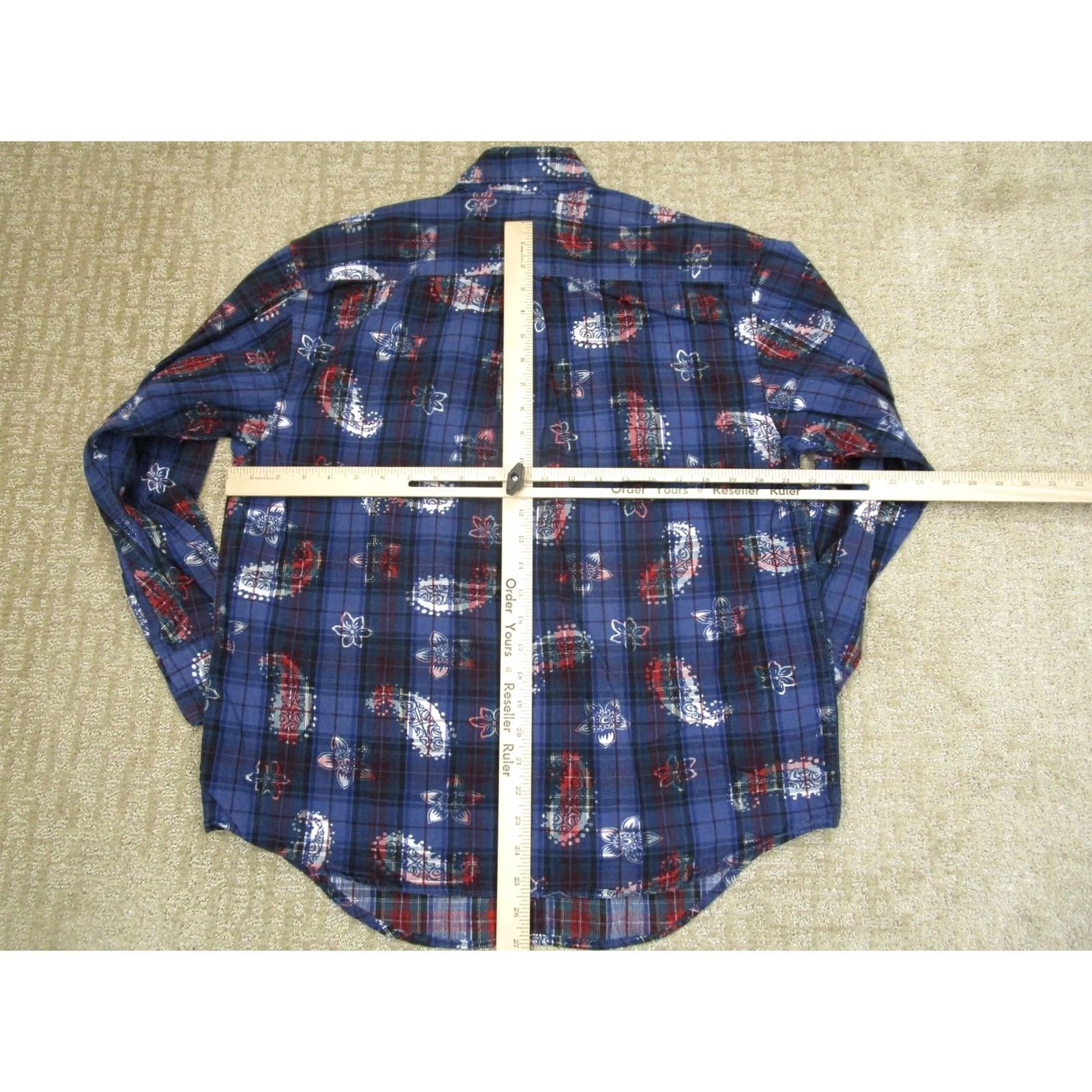 Guess VINTAGE GUESS Shirt Mens M Blue Paisley 90s Long Sleeve Cotton Button-Up Size US M / EU 48-50 / 2 - 4 Thumbnail