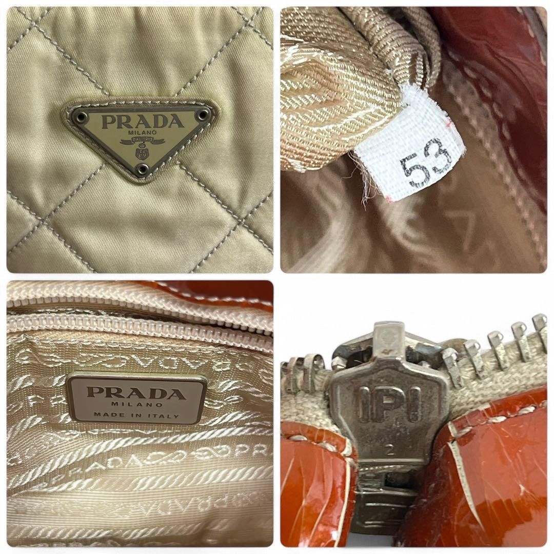 Prada Prada - Nylon Patent Leather Brown Beige Triangle Mini Size ONE SIZE - 7 Thumbnail