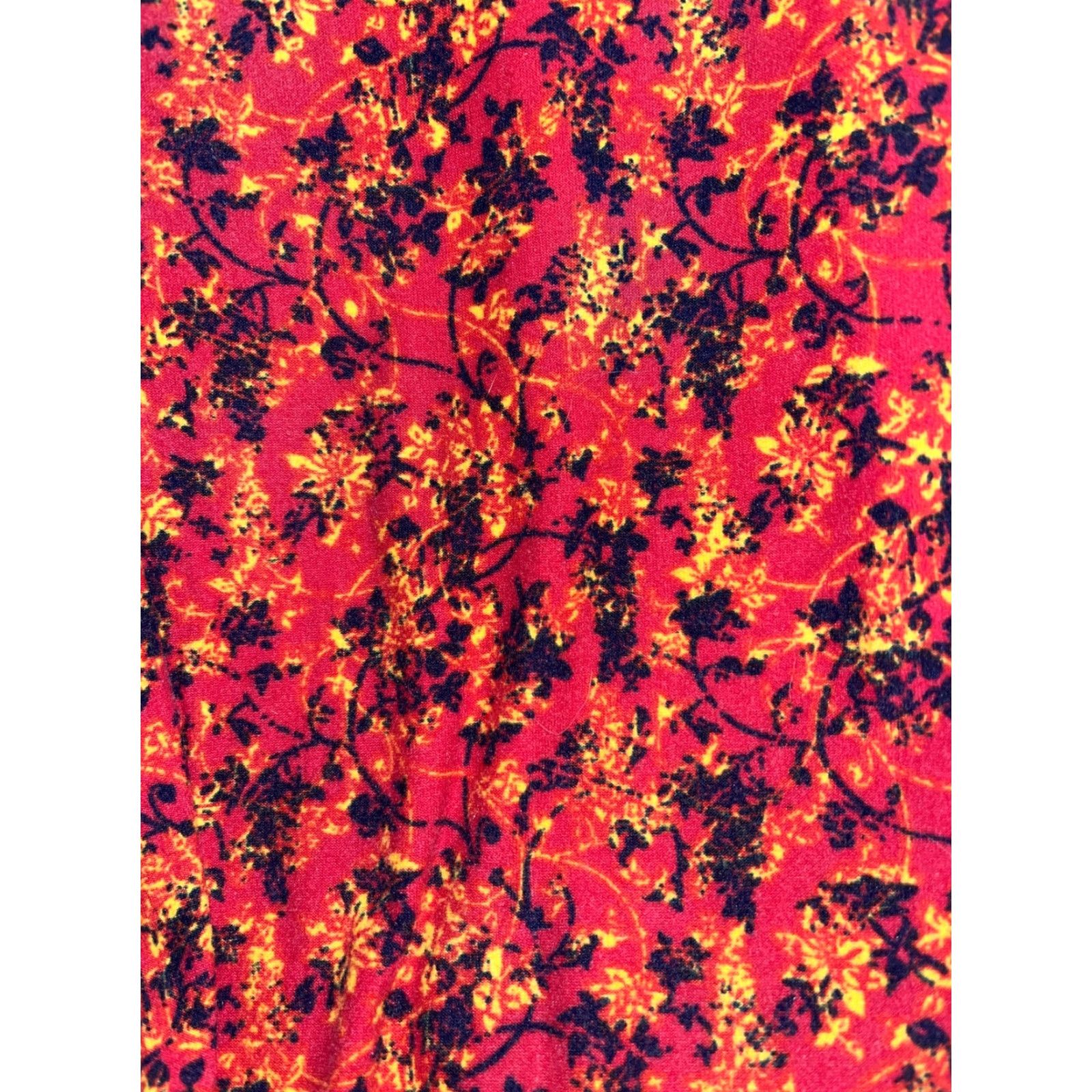 Vintage VINTAGE LuLaRoe Leggings Women One Size Floral Red with Black and Yellow Vines Size 42" / US 20 - 2 Thumbnail