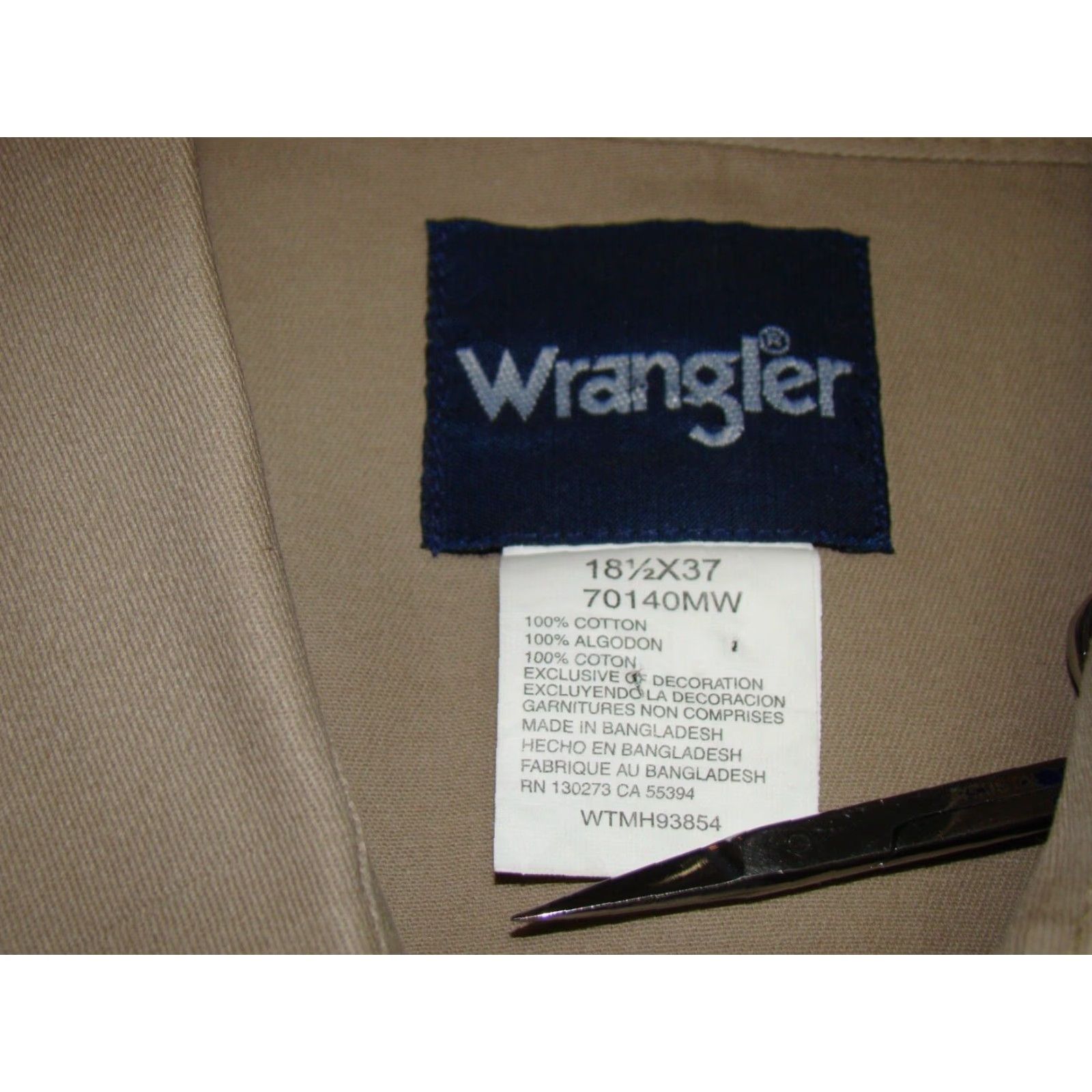 Wrangler VINTAGE Wrangler Mens Denim Pearl Snap Khaki Western Shirt 2XL 18.5x37 Tall Big & Tall USA Western Men Shirt Blocked? Size US XXL / EU 58 / 5 - 4 Thumbnail
