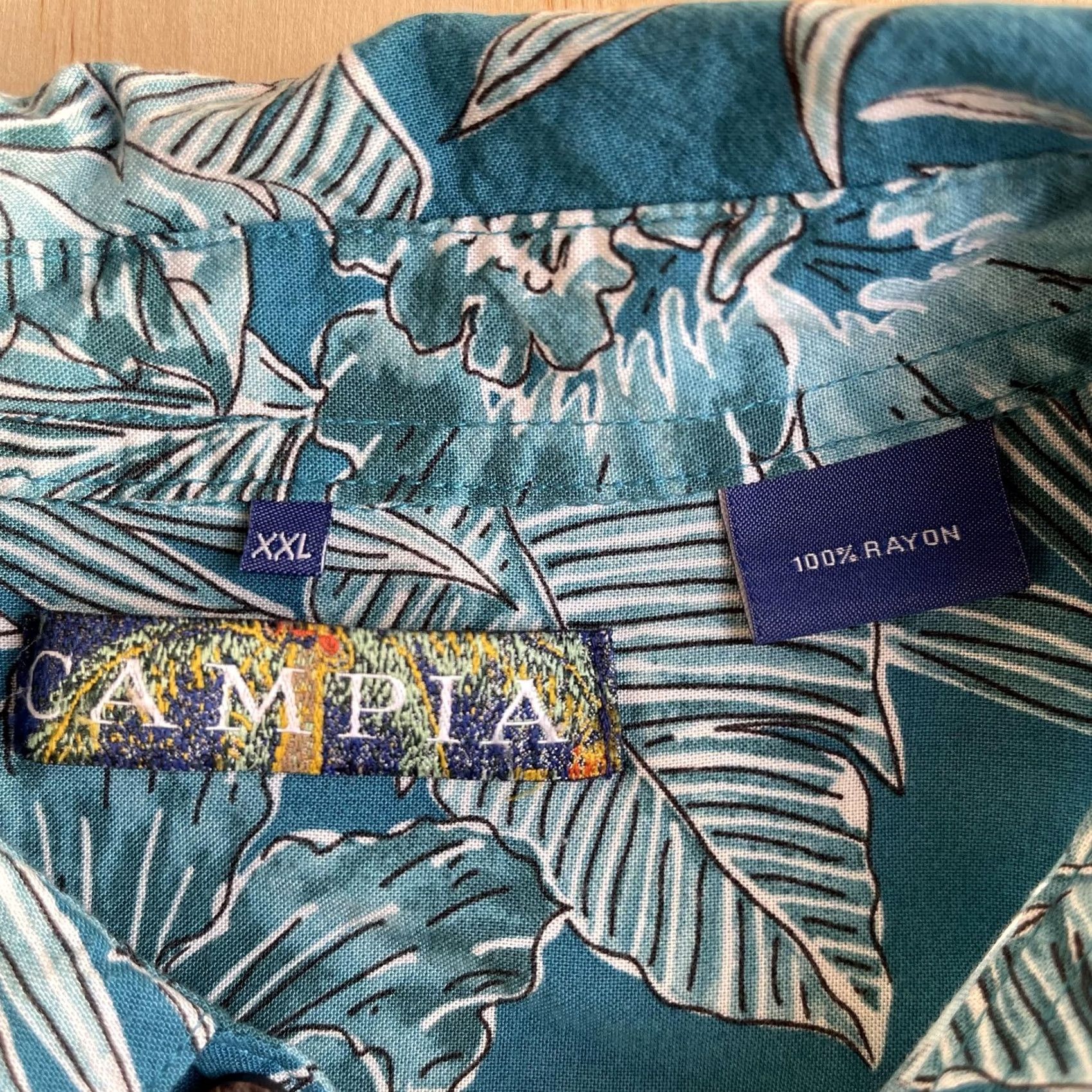 Vintage Campia Shirt Mens 2XL Blue Floral Hawaiian Tropical Short Sleeve Rayon Button Up Size US XXL / EU 58 / 5 - 2 Thumbnail