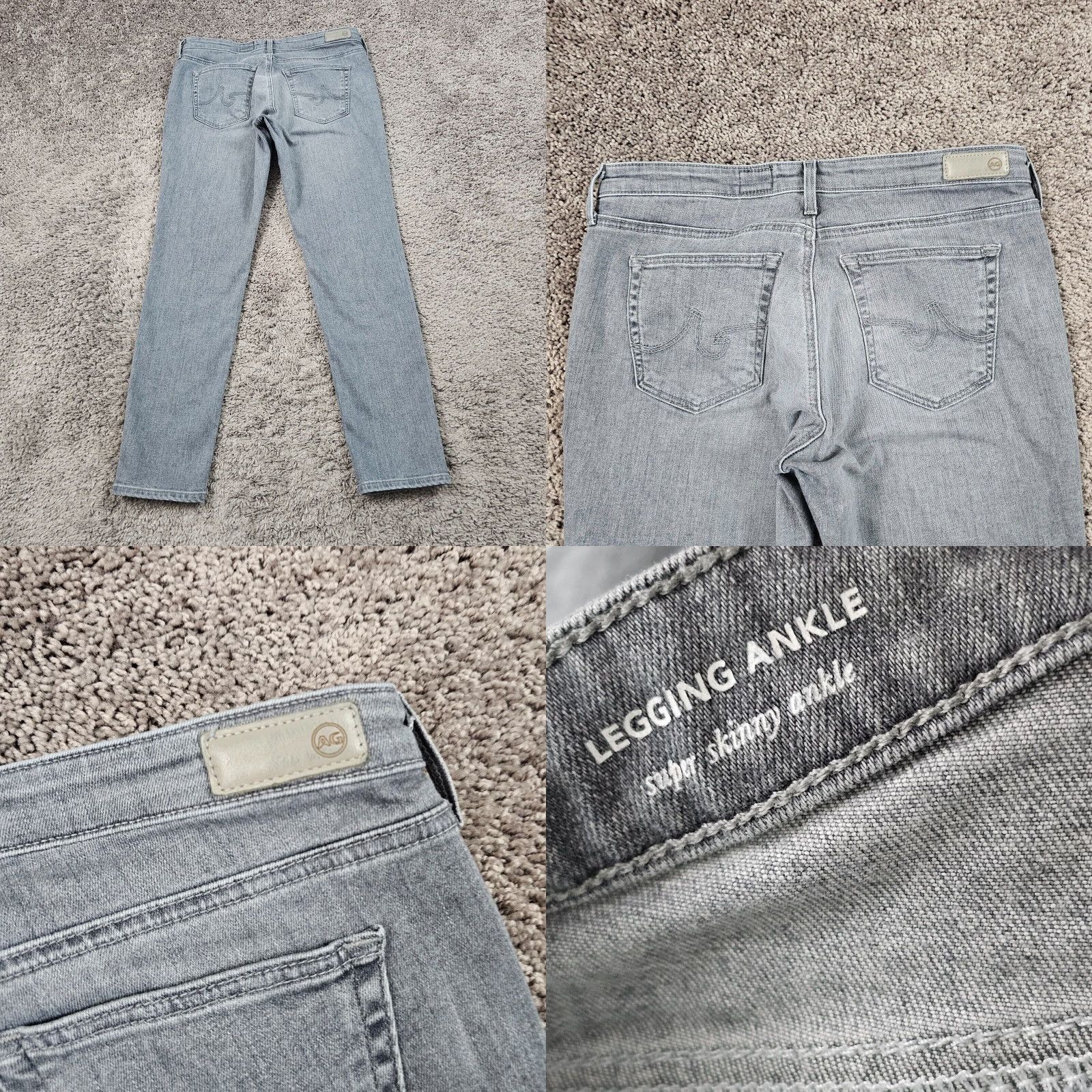 Vintage AG Adriano Goldschmied Jeans Women 30 Gray Ankle Skinny Stretch 30x28 Size 30" / US 8 / IT 44 - 8 Thumbnail
