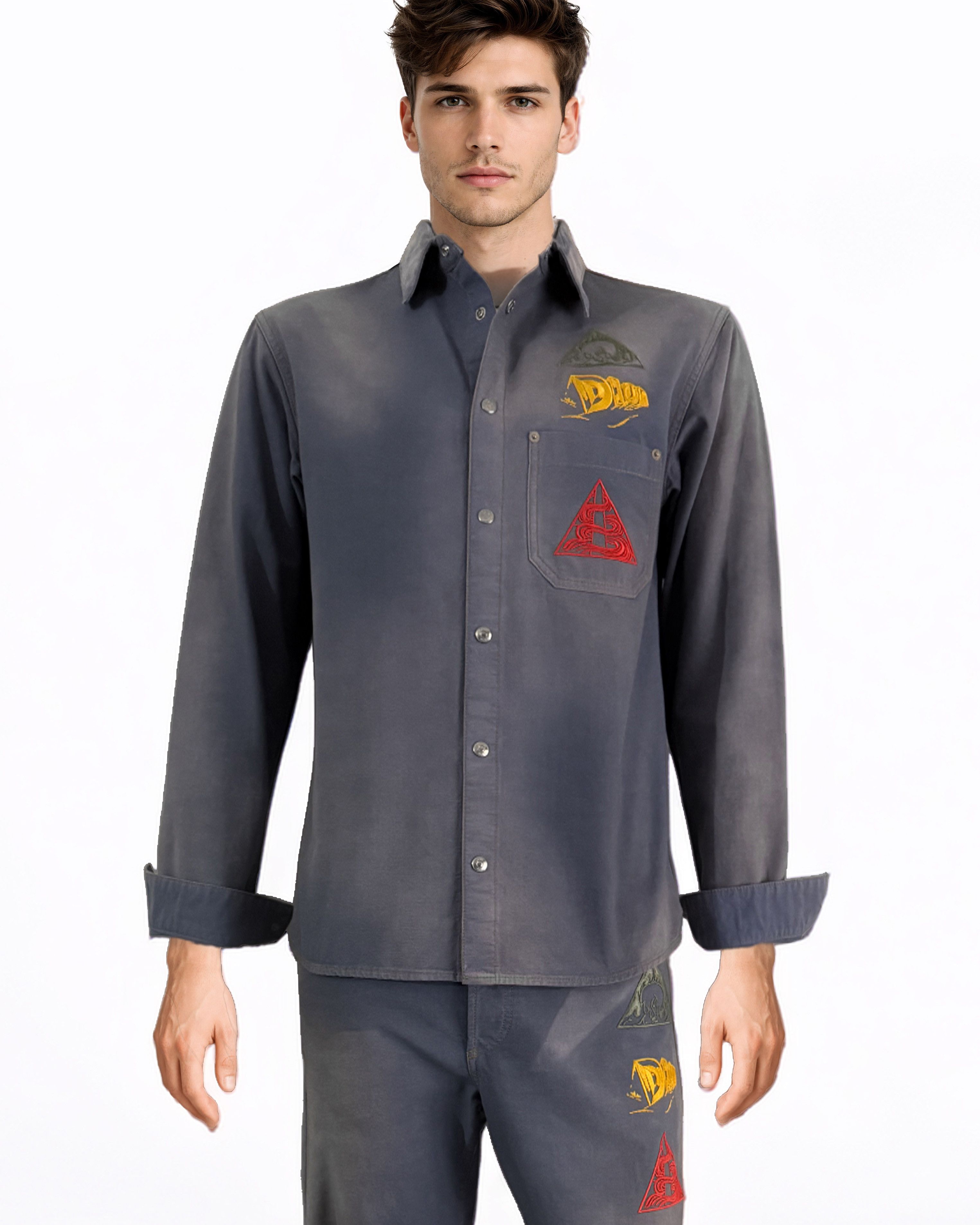 Dior Astro Embroidered Patch Denim Long Sleeve Shirt Size US M / EU 48-50 / 2 - 1 Thumbnail