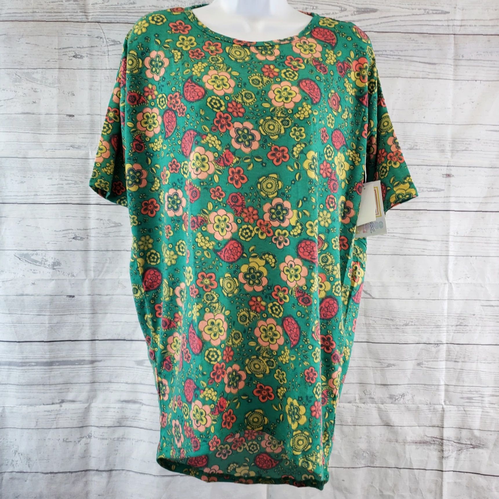 Vintage LuLaRoe Womens Irma Top 2XS Pink Floral Short Sleeve T-Shirt Tunic Gym Casual Shirt Womens Size XXS / US 00 / IT 34 - 2 Thumbnail
