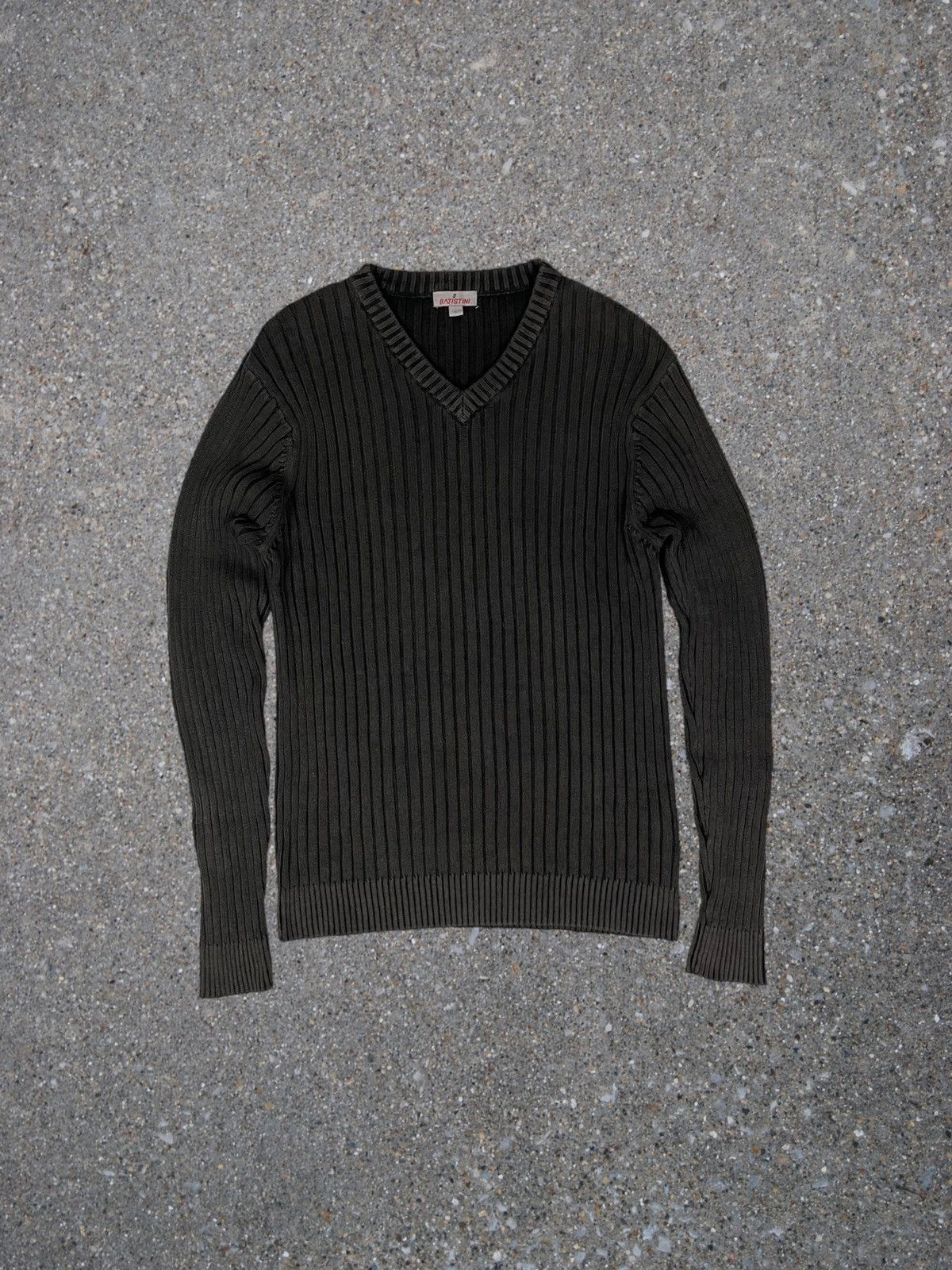 Image of 20471120 x Archival Clothing Vintage Y2K Striped Faded Knit Sweater in Black, Men's (Size Large)