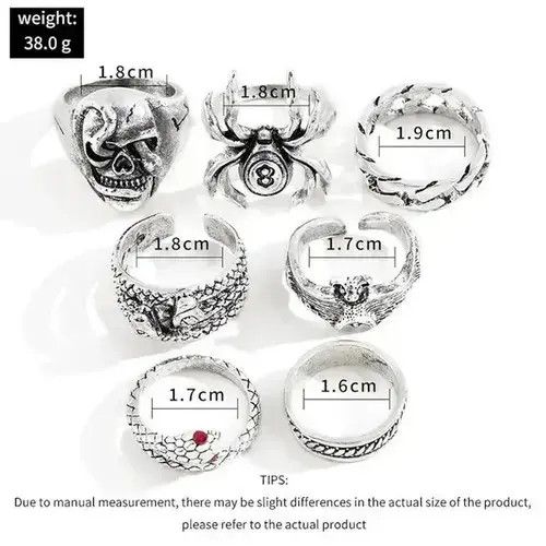 Hypebeast 7 Pieces/ Set- Gothic Theme Ring Size ONE SIZE - 2 Thumbnail