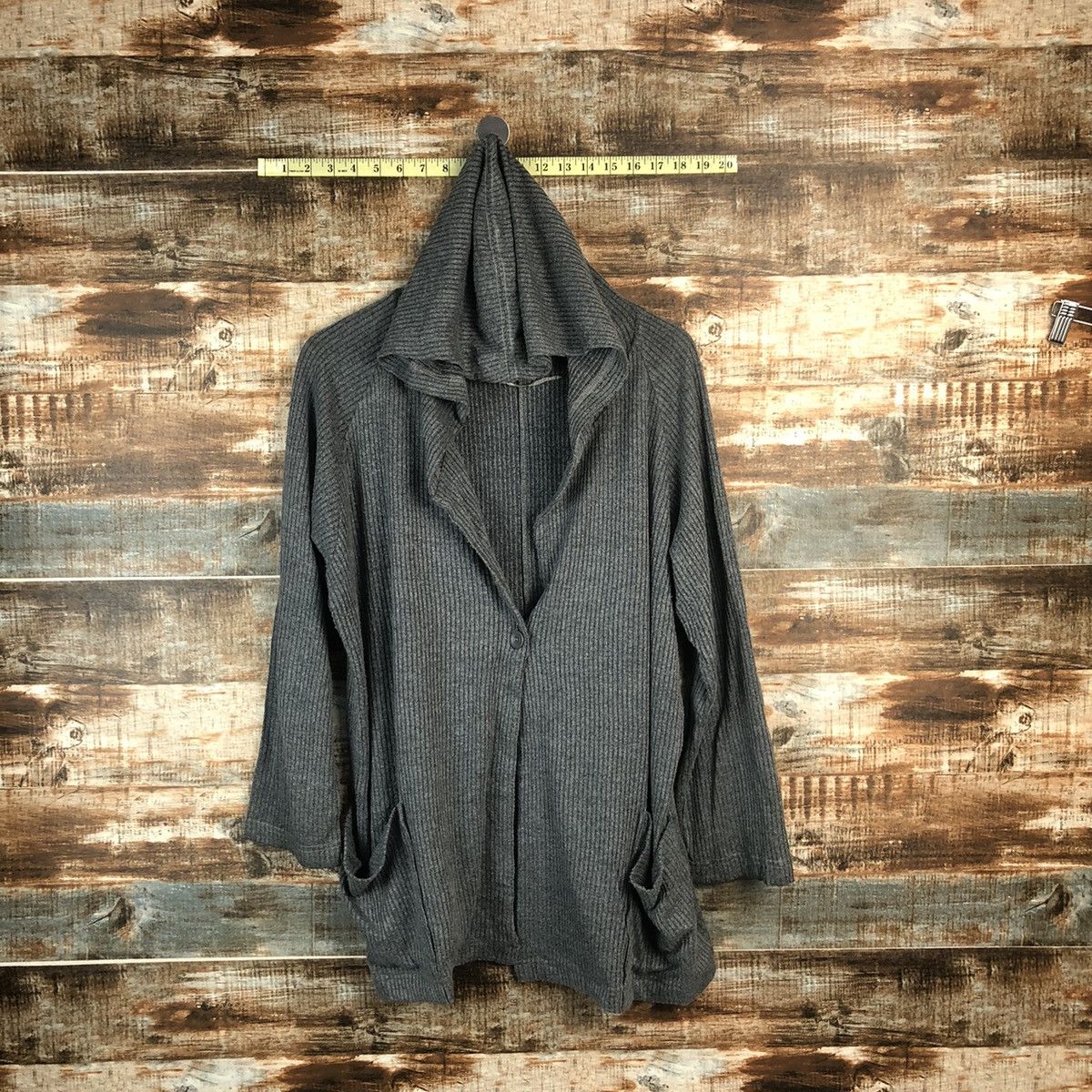 GU × Homespun Knitwear GU Grey Cardigan Hoodie Knitwear #A1861 Size M / US 6-8 / IT 42-44 - 1 Thumbnail
