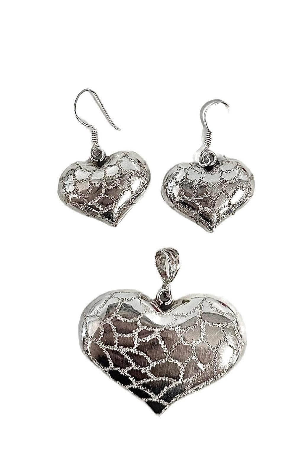 Other 925 Sterling Silver Heart Earrings & Pendant Set: Polished Size ONE SIZE - 1 Preview