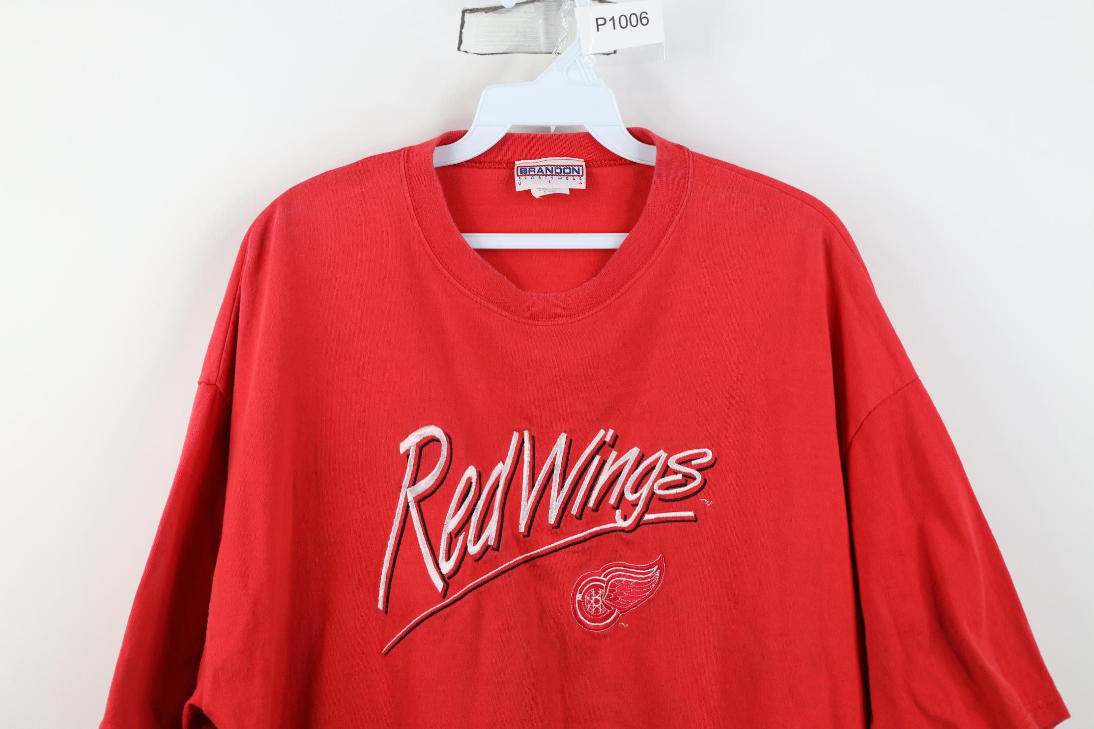 Vintage Vintage 90s Detroit Red Wings Hockey T-Shirt Cotton USA Size US XL / EU 56 / 4 - 2 Thumbnail