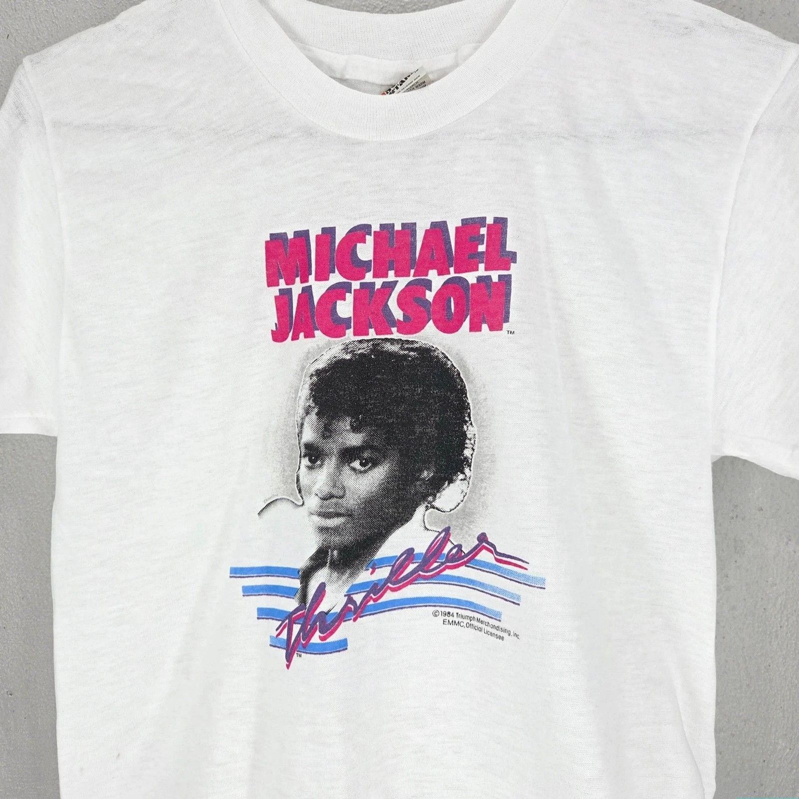 Vintage 1984 Michael Jackson Thriller T-Shirt Fits Sz Xs in White, Men's — image 5 of 6