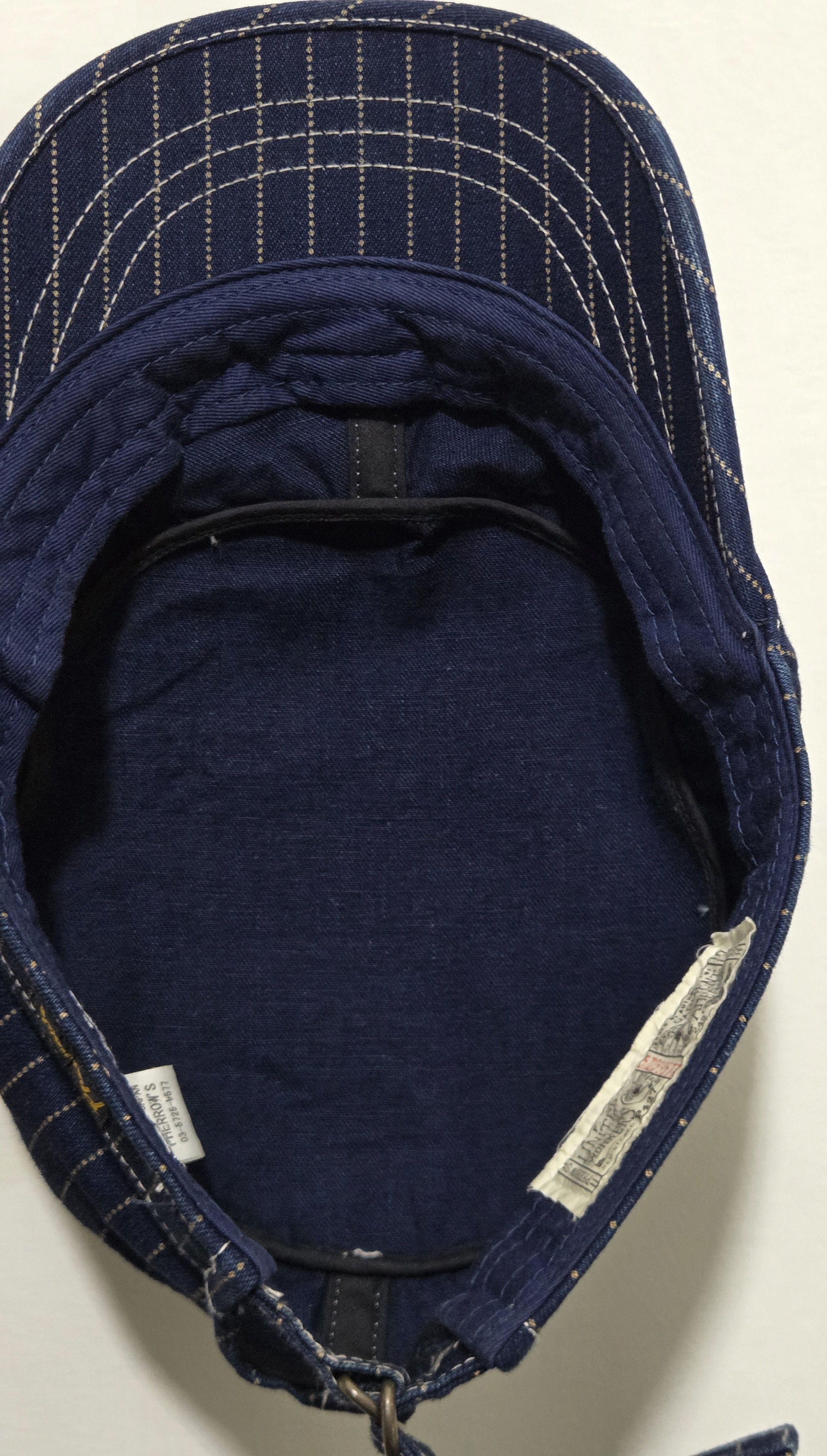 Pherrow's Vintage Pherrow's Indigo Wabash Stripe Work Cap Railroader Size ONE SIZE - 9 Thumbnail