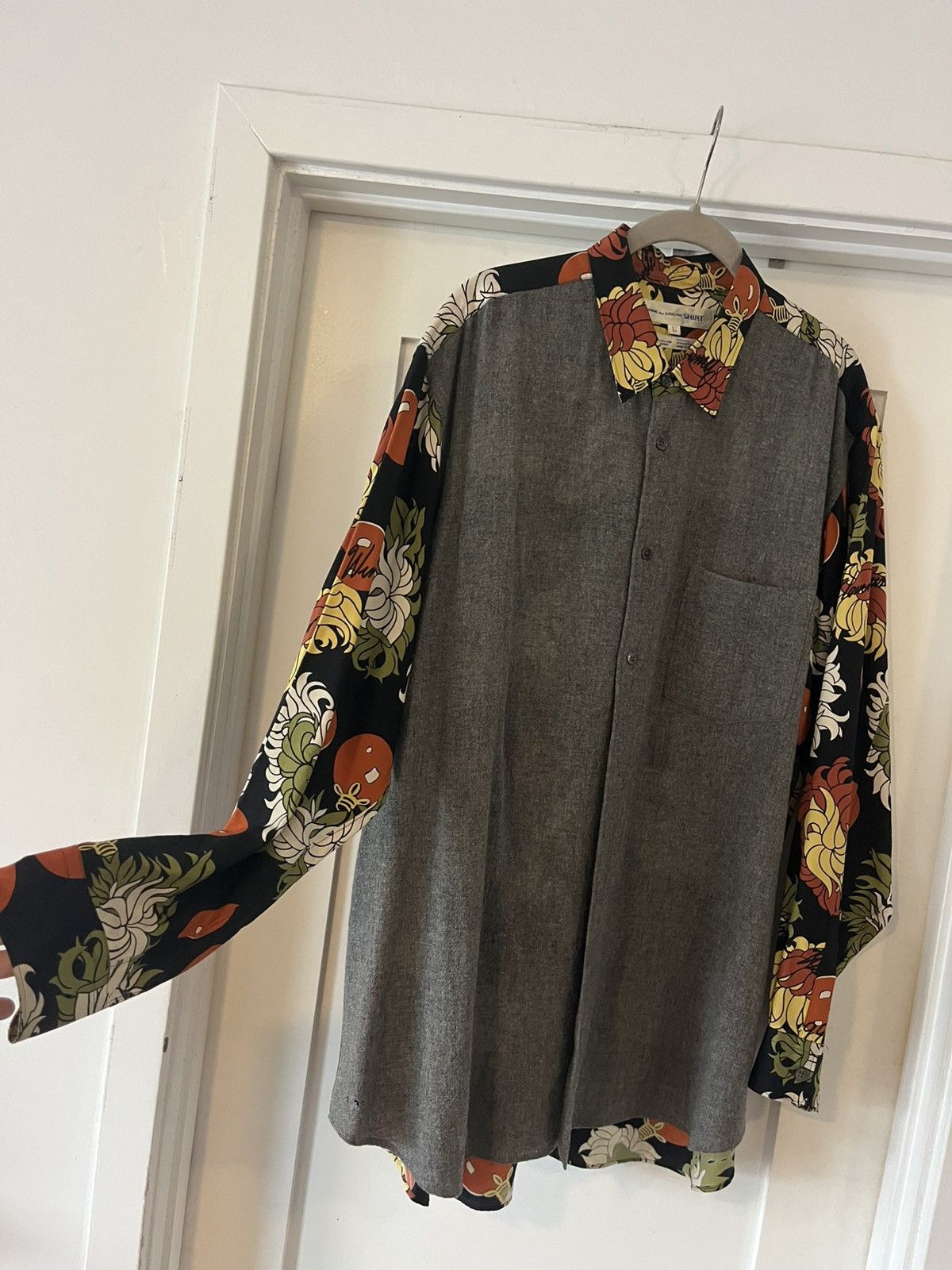 Comme des Garcons SHIRT Comme des Garçons SHIRT – Silk/Wool Hybrid Panel Shirt Size US L / EU 52-54 / 3 - 1 Thumbnail