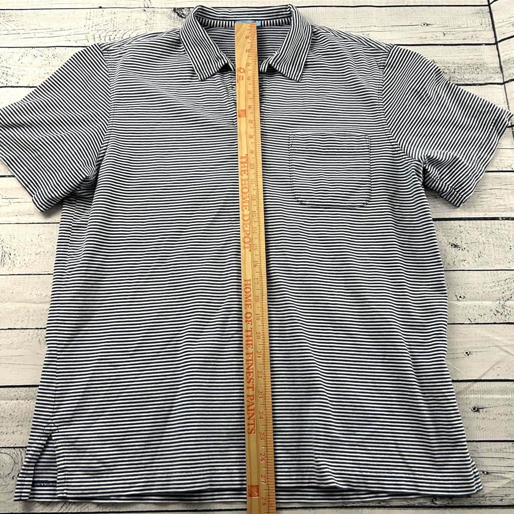 J.McLaughlin J. McLaughlin Striped Short Sleeve Golf Polo Shirt Men's L Blue White Size US L / EU 52-54 / 3 - 3 Thumbnail