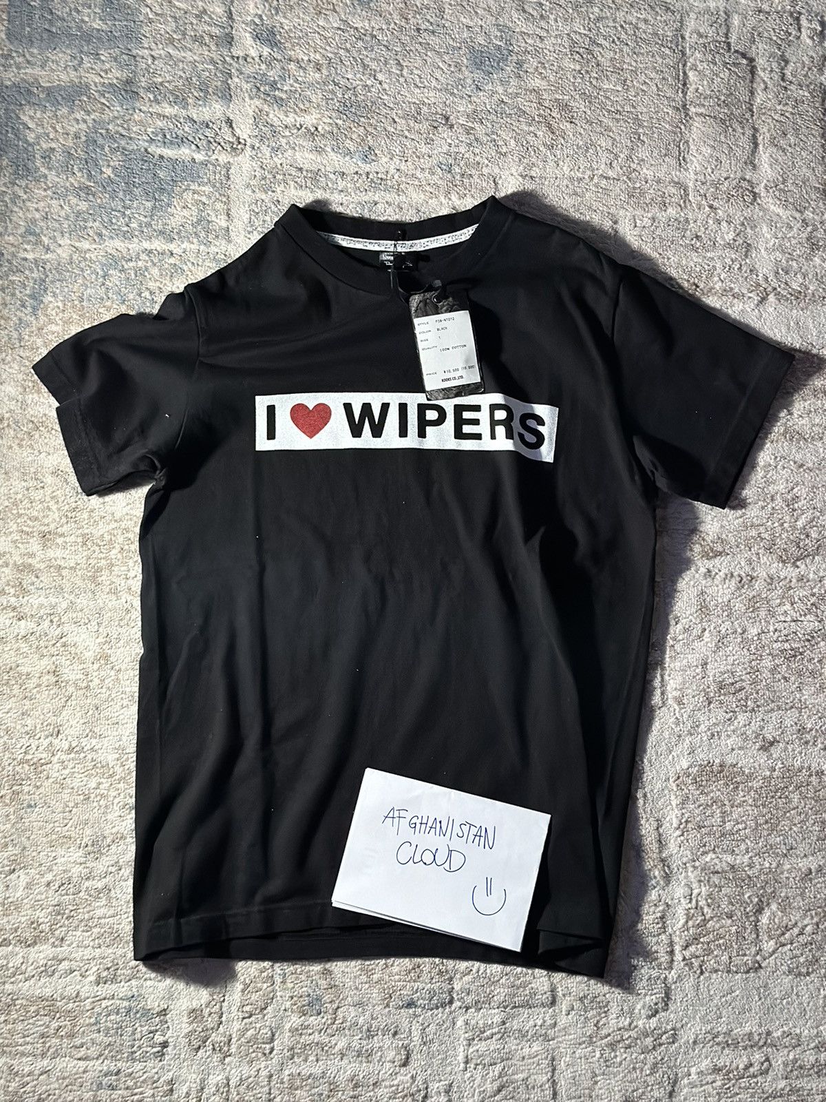 image of Number N Ine Number (N)Ine I Love Wipers Black T Shirt Tee, Men's (Size Small)