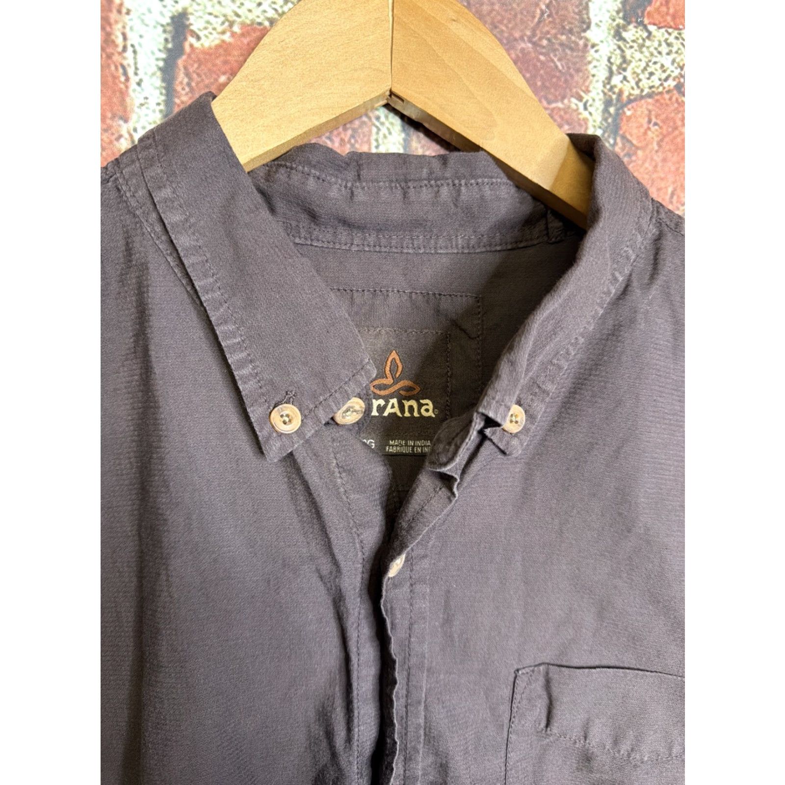 Prana prAna Shirt Mens Short Sleeve Button-Up Brown Cotton Size US L / EU 52-54 / 3 - 2 Thumbnail