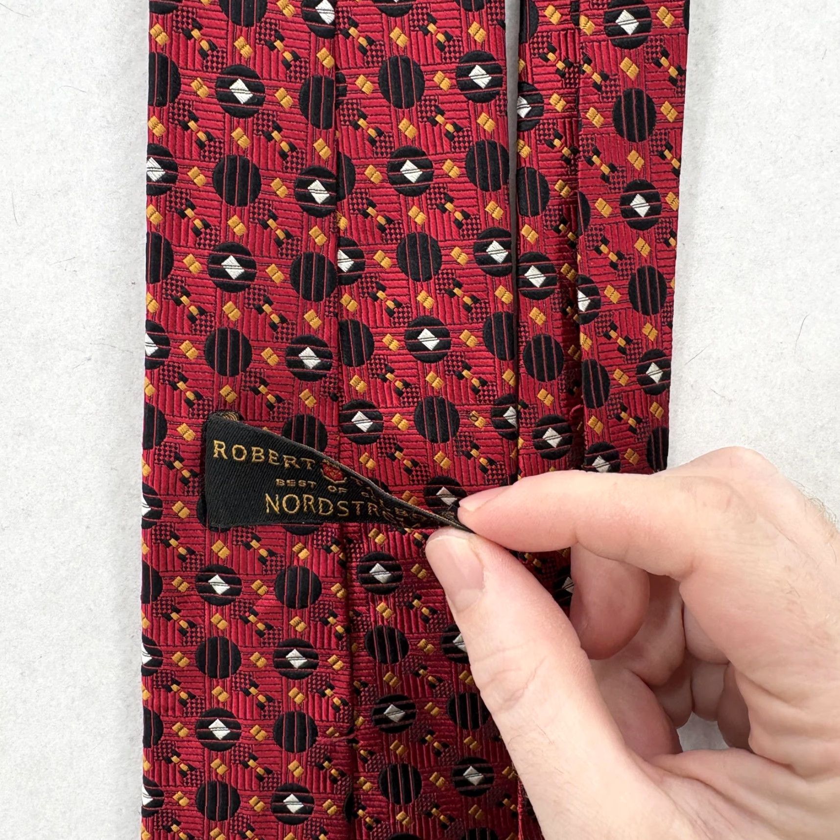 Robert Talbott Robert Talbott Tie Mens Red Silk Geometric Designer Necktie Dress Formal Best of Class Size ONE SIZE - 3 Thumbnail