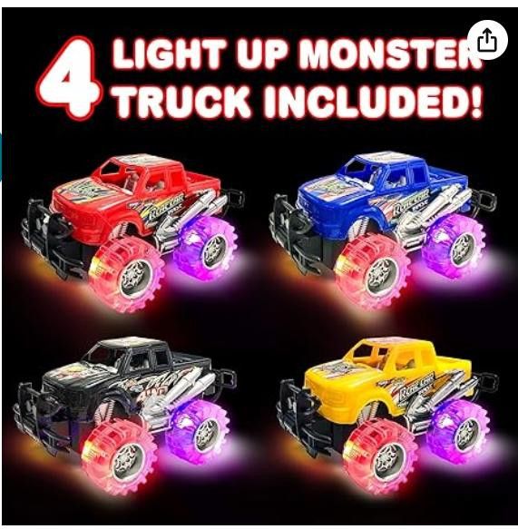 NBDN Nobrandedon 4 PACK Light Up Monster Trucks Set, Lights up! Size ONE SIZE - 1 Thumbnail