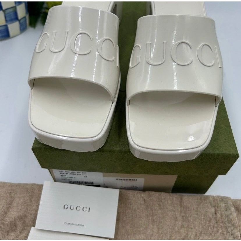 Gucci Women’s Gucci, rubber block, low heel slides, size 41 Size US 11 / IT 41 - 8 Thumbnail