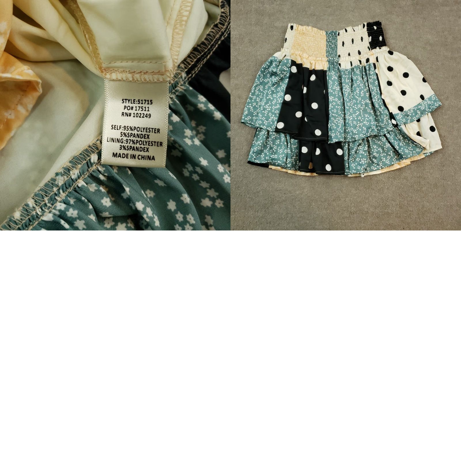 Vintage Womens Skirt Blue Beige Polka Dot XS Extra Small Size 26" / US 2 / IT 38 - 8 Thumbnail