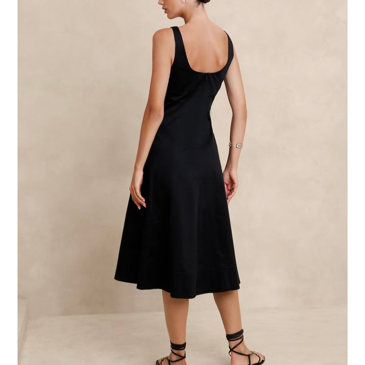 Banana Republic Banana Republic -Cotton-Satin Midi Dress / 16 / Black / NWT Size XXL / US 16-18 / IT 52-54 - 2 Thumbnail