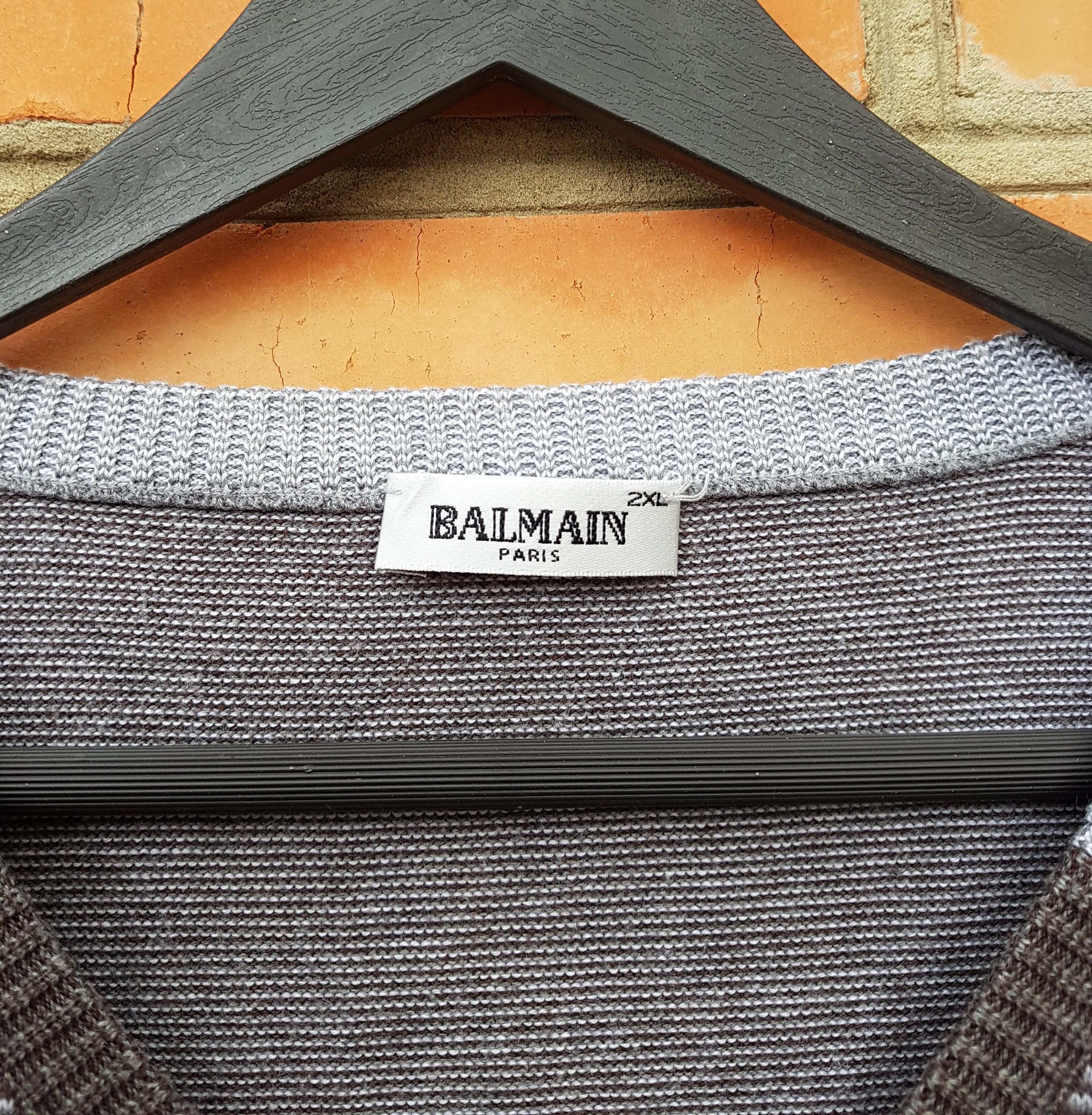 Balmain Balmain Vintage Men's Stripe V Neck Jumper Pullover sz XXL Size US XXL / EU 58 / 5 - 4 Thumbnail