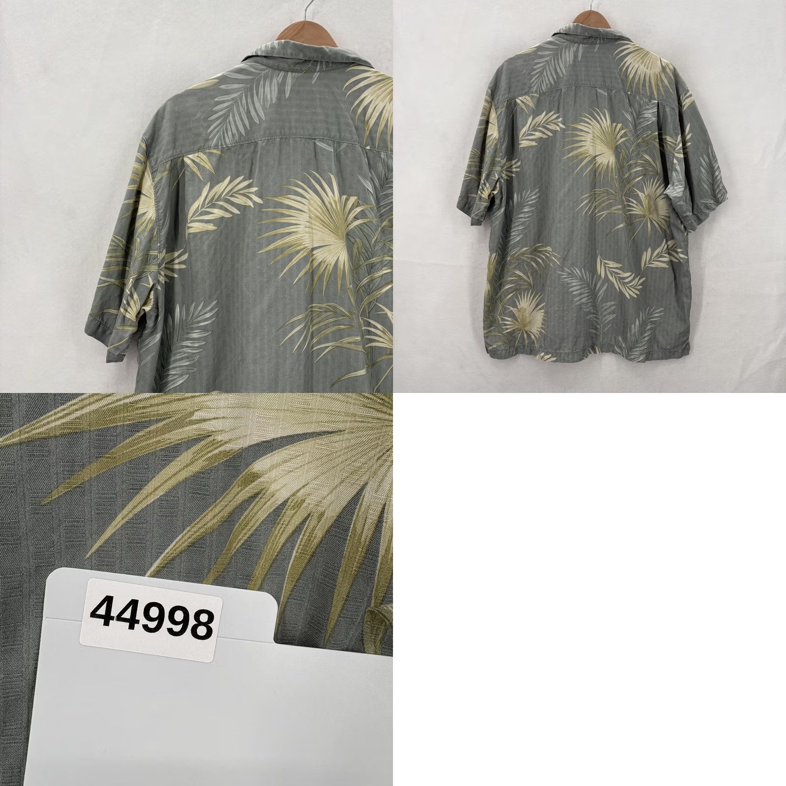 Tommy Bahama Tommy Bahama Shirt Mens XL Gray Silk Palm Leaf Hawaiian Tropical Camp Button Short Sleeve Relaxed Fit Pocket Beach Size US XL / EU 56 / 4 - 9 Thumbnail