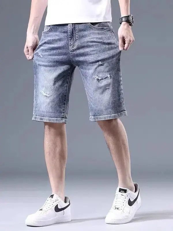 Japanese Brand Retro ripped straight leg denim shorts Size US 32 / EU 48 - 1 Thumbnail