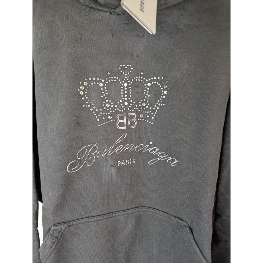 Balenciaga o1rshd1 Q:2 / BB Motel Crystal Crown Large Fit Hoodie Black Size US L / EU 52-54 / 3 - 7 Thumbnail