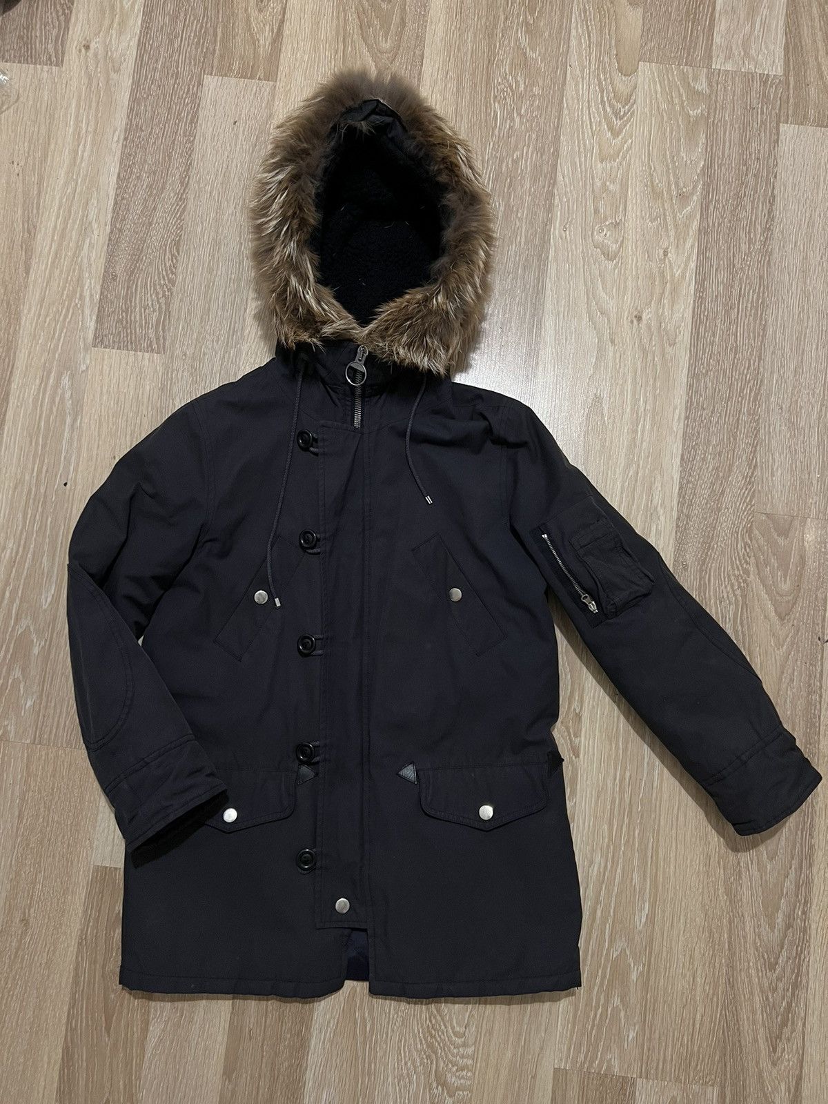 Pre-owned A P C Paris Parka Heavyweight Jacket In Black