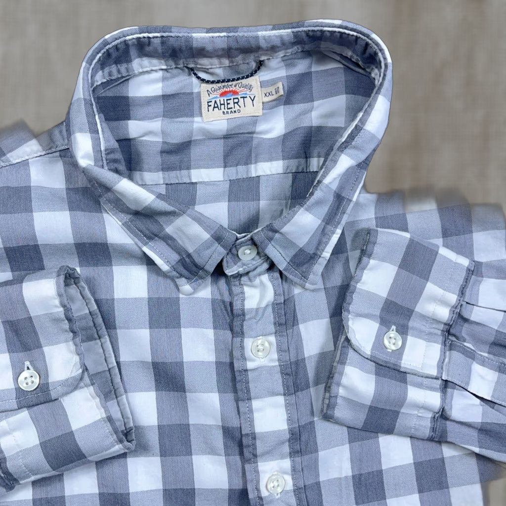Faherty Faherty Shirt Men 2XL Grey Plaid Button-Up Cotton Casual Modern Preppy Shirt Mens Size US XXL / EU 58 / 5 - 1 Thumbnail