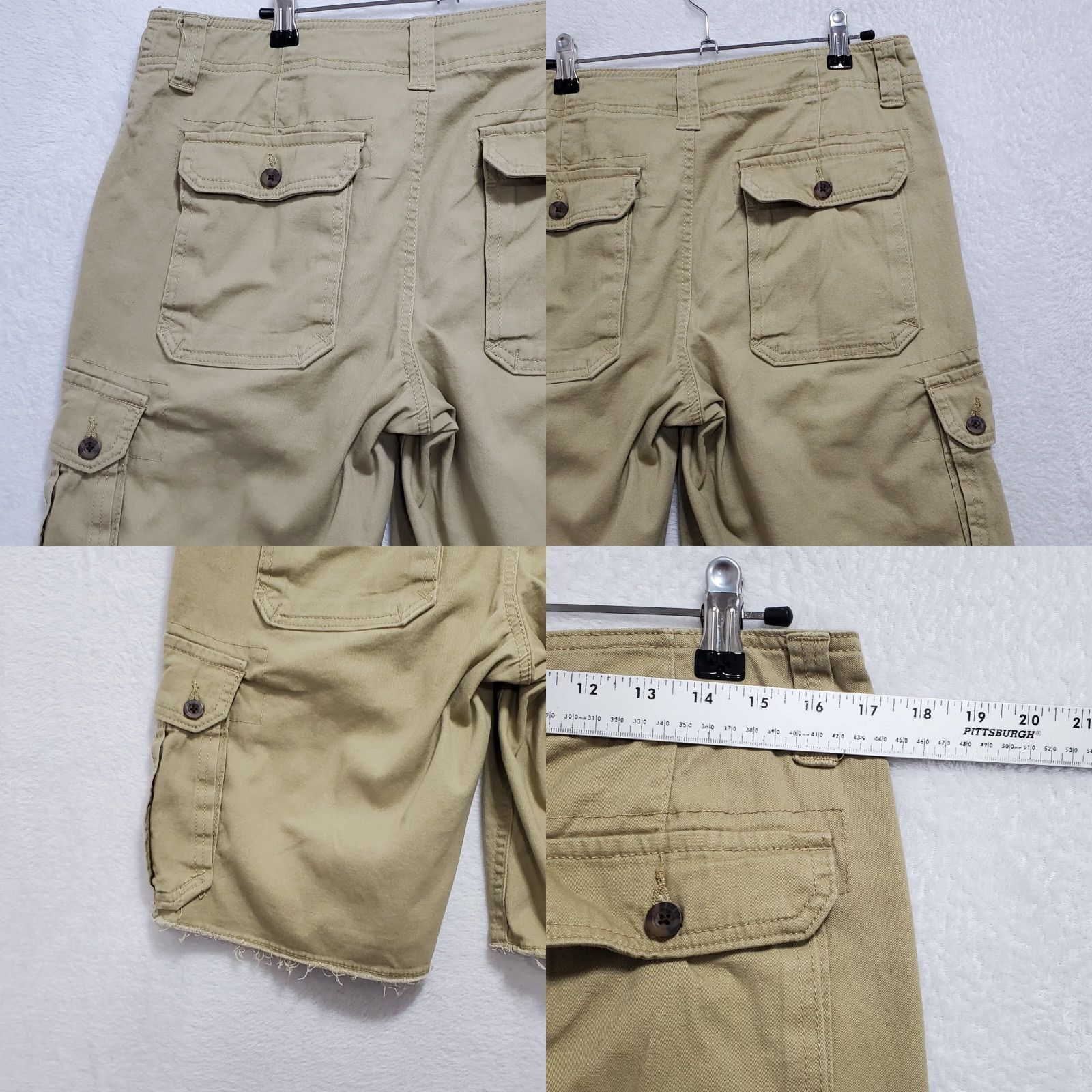 Vintage Roebuck & Co. Cargo Shorts Men's 32 Khaki Medium Rise Cotton Canvas Belted Pockets Pants Casual, Travel Mens Size US 32 / EU 48 - 8 Thumbnail