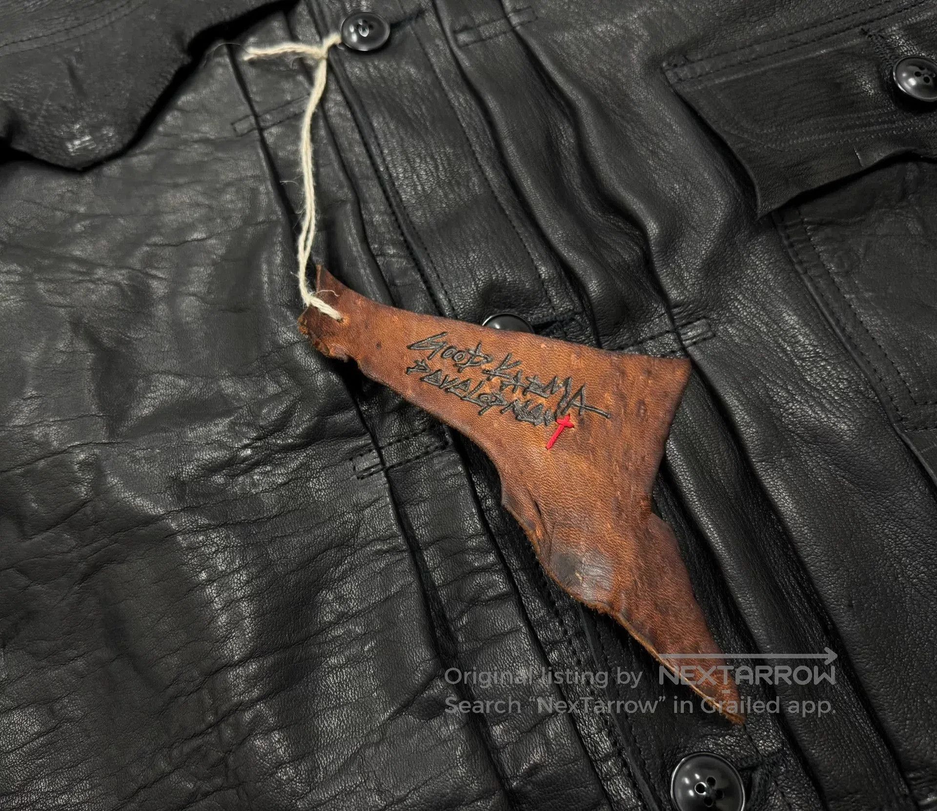 Japanese Brand good karma leather shirt jacket in black. Size US M / EU 48-50 / 2 - 4 Thumbnail