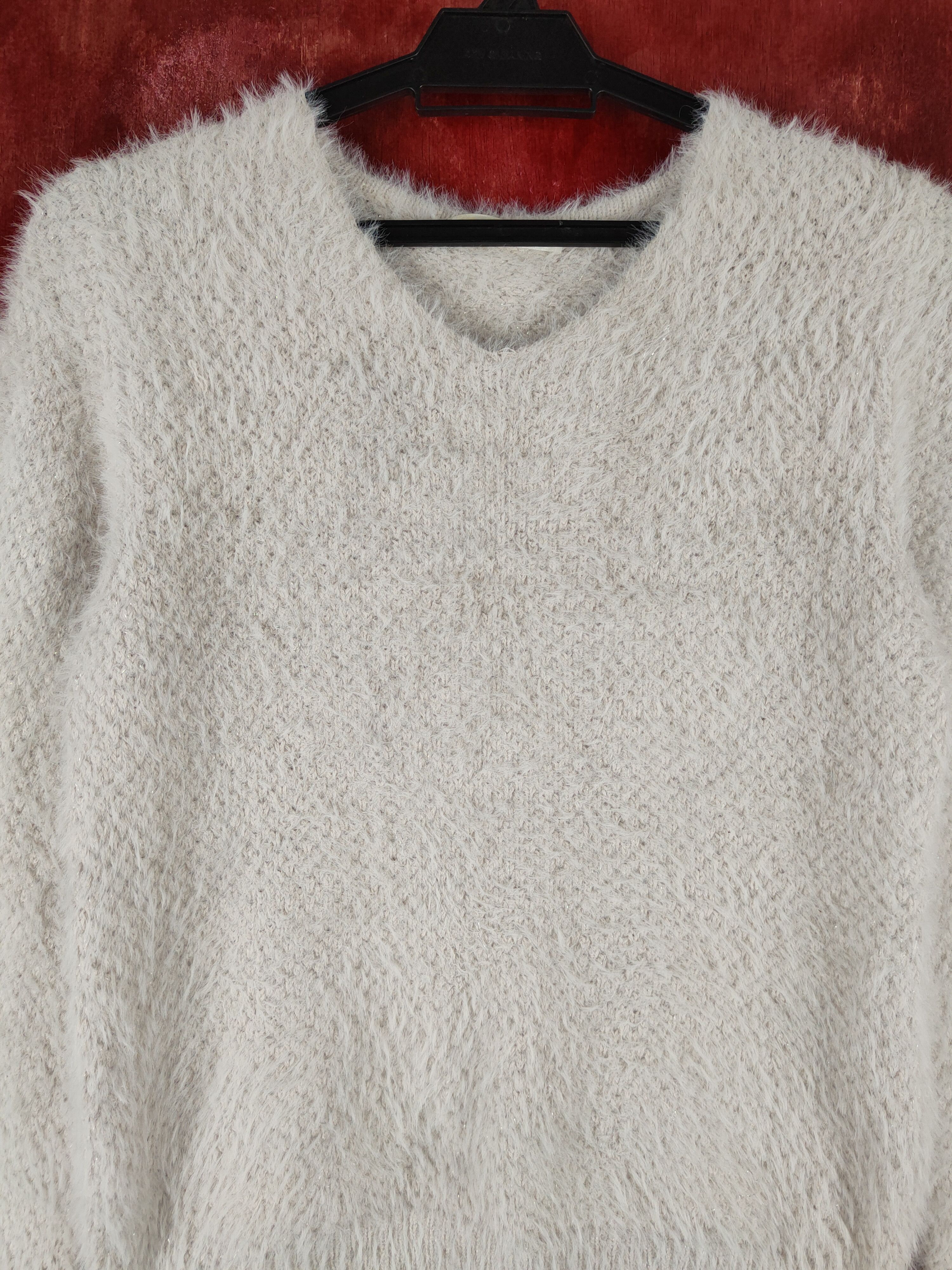 Homespun Knitwear Chip Clip Sweet Ivory Fur Mohair Knitwear #S1267 Size XS / US 0-2 / IT 36-38 - 2 Thumbnail