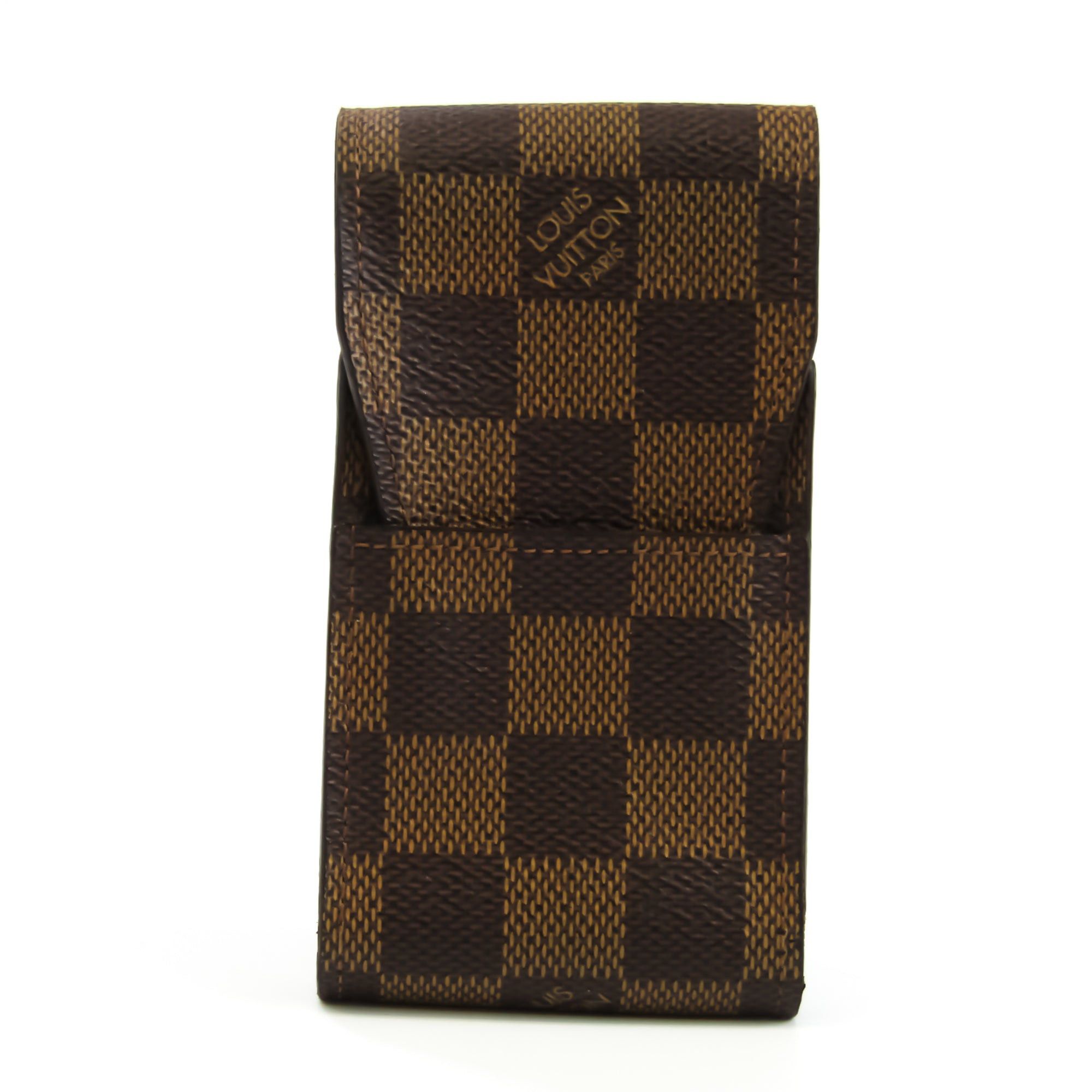 image of Louis Vuitton Damier Cigarette Case Damier Canvas Ebene Cigarette Case N63024 in Black, Women's