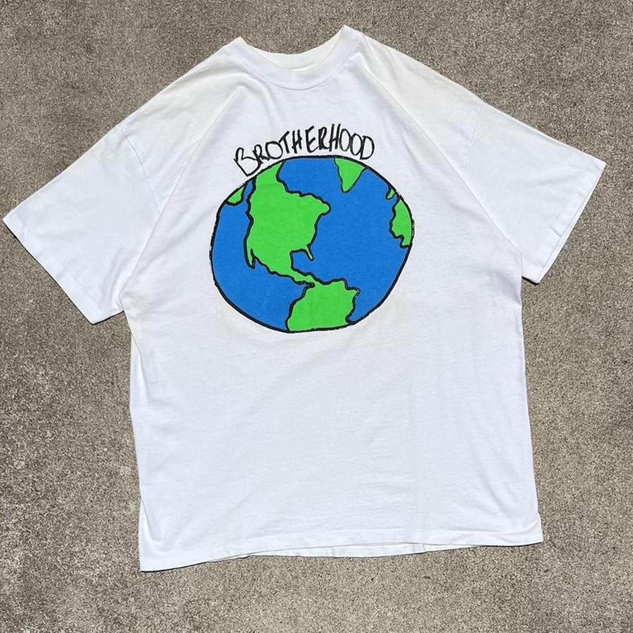 Vintage Vintage “Brotherhood” Globe Tee | Single Stitch | 90s Size US XL / EU 56 / 4 - 3 Thumbnail