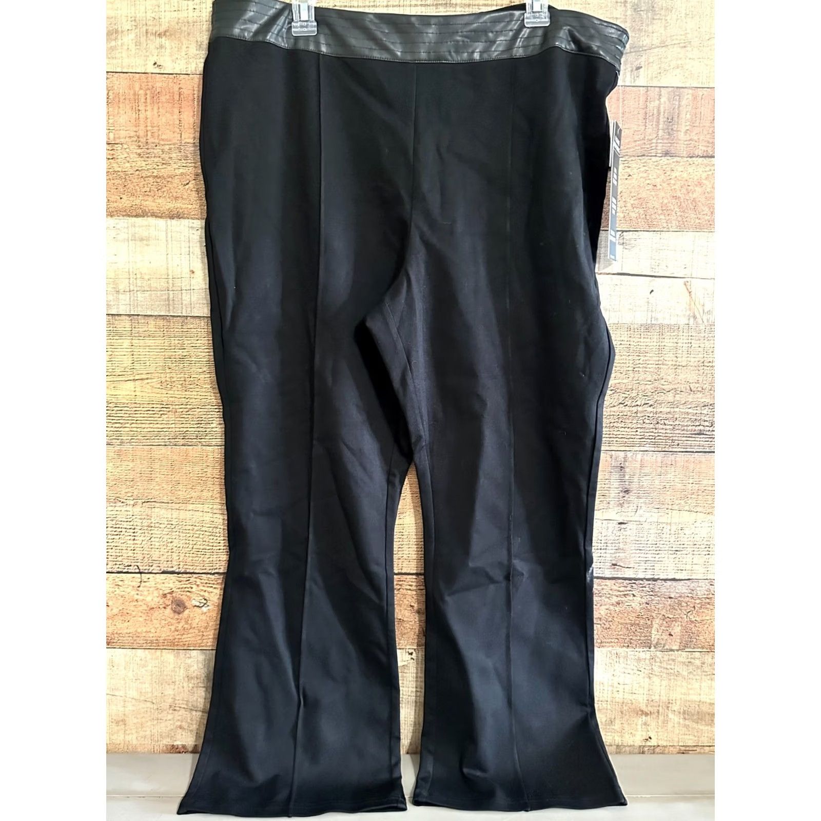 Vintage ZAC & RACHEL Women's Pants Slimming Flat Front Black XL Regular Slim Straight Leg Tummy Control Size 40" / US 18 - 2 Thumbnail