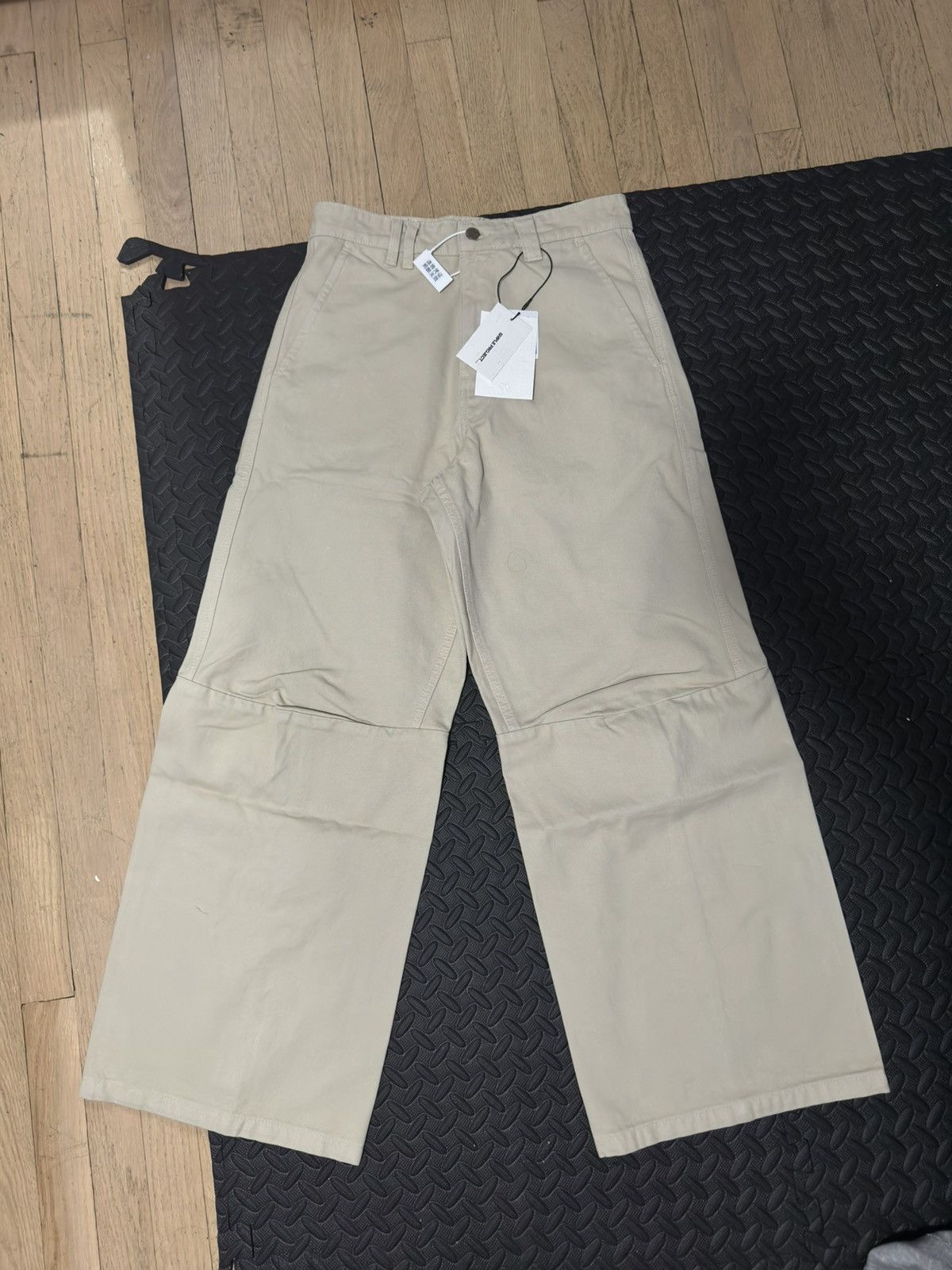 image of Simple Project Darted Cotton Trouser in Beige, Men's (Size 27)