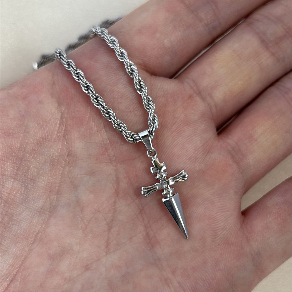 Other Cross Dagger Pendant Necklace for Men Women Streetwear Size ONE SIZE - 5 Thumbnail