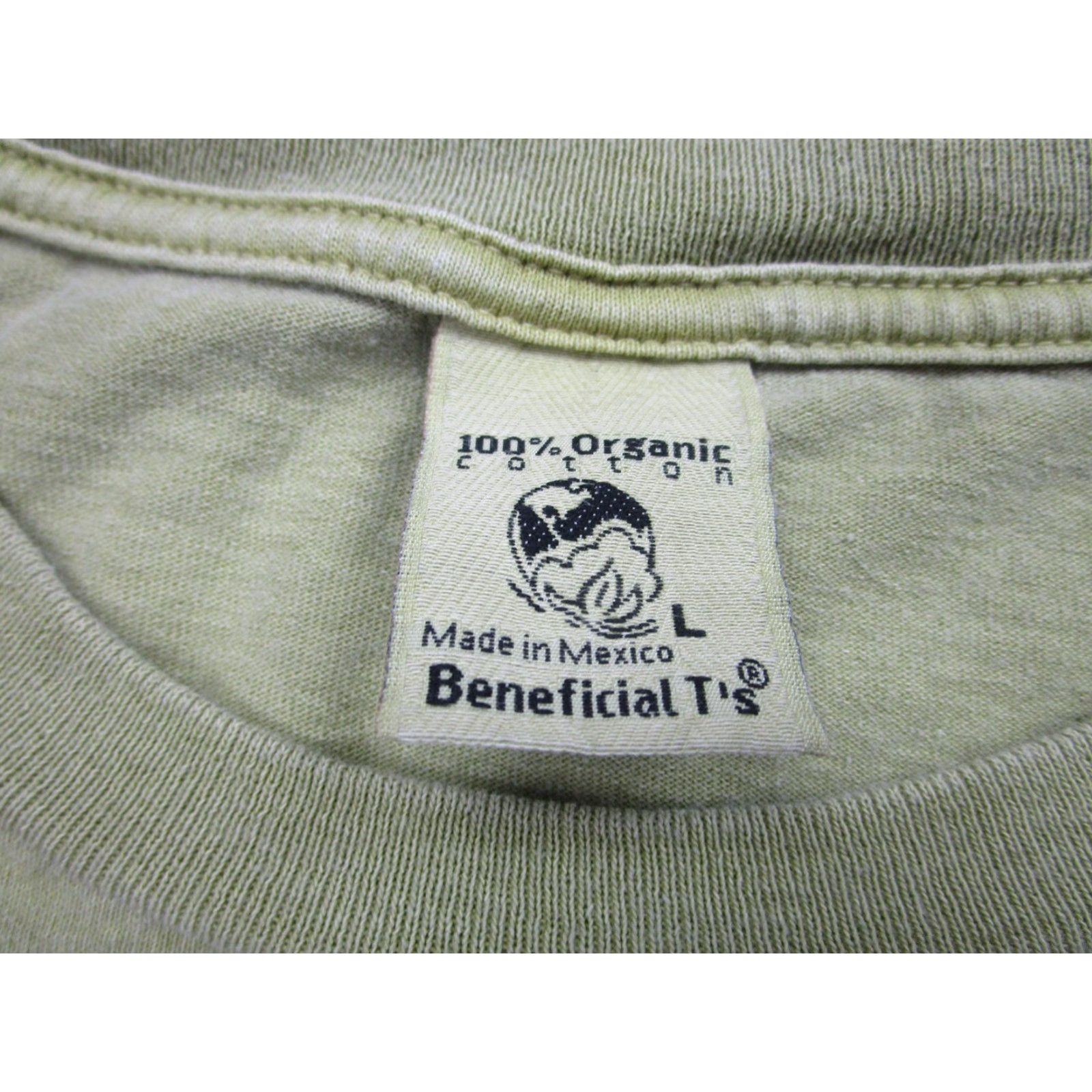 Vintage VINTAGE Beneficial T's Organic Cotton Shirt Mens Large Green Crew Neck Short Sleeve Ventura CA Size US L / EU 52-54 / 3 - 5 Thumbnail