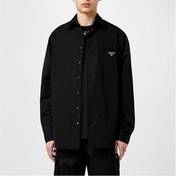 Prada PRADA Enamel Triangle Logo Long Sleeved Shirt Size US L / EU 52-54 / 3 - 2 Thumbnail