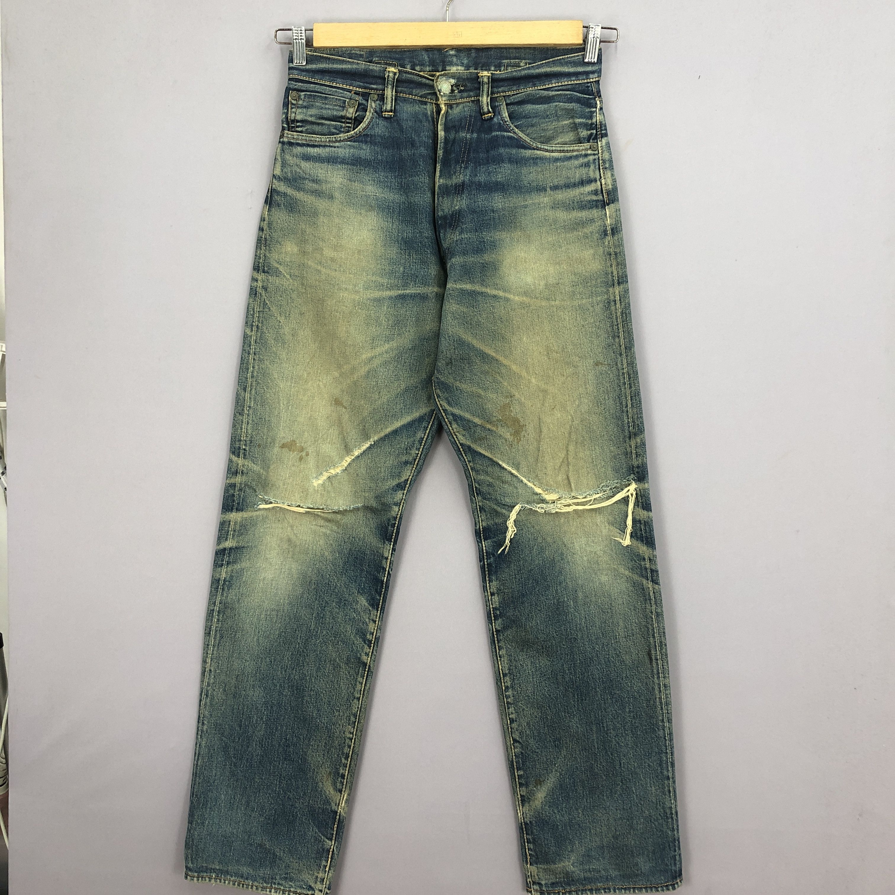 Vintage 90s Evisu Selvedge Jeans Distressed Mud Wash Denim