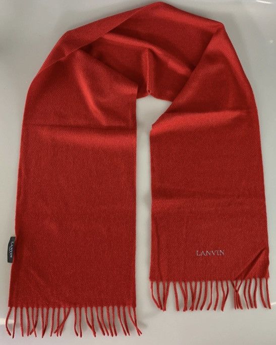 Lanvin Lanvin 🇮🇹 red cashmere fringe ends embroidered scarf NEW Size ONE SIZE - 12 Thumbnail