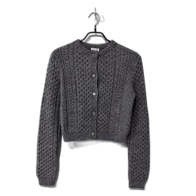 Miu Miu MIUMIU Gray Wool Cardigan Sweater Size S / US 4 / IT 40 - 1 Thumbnail