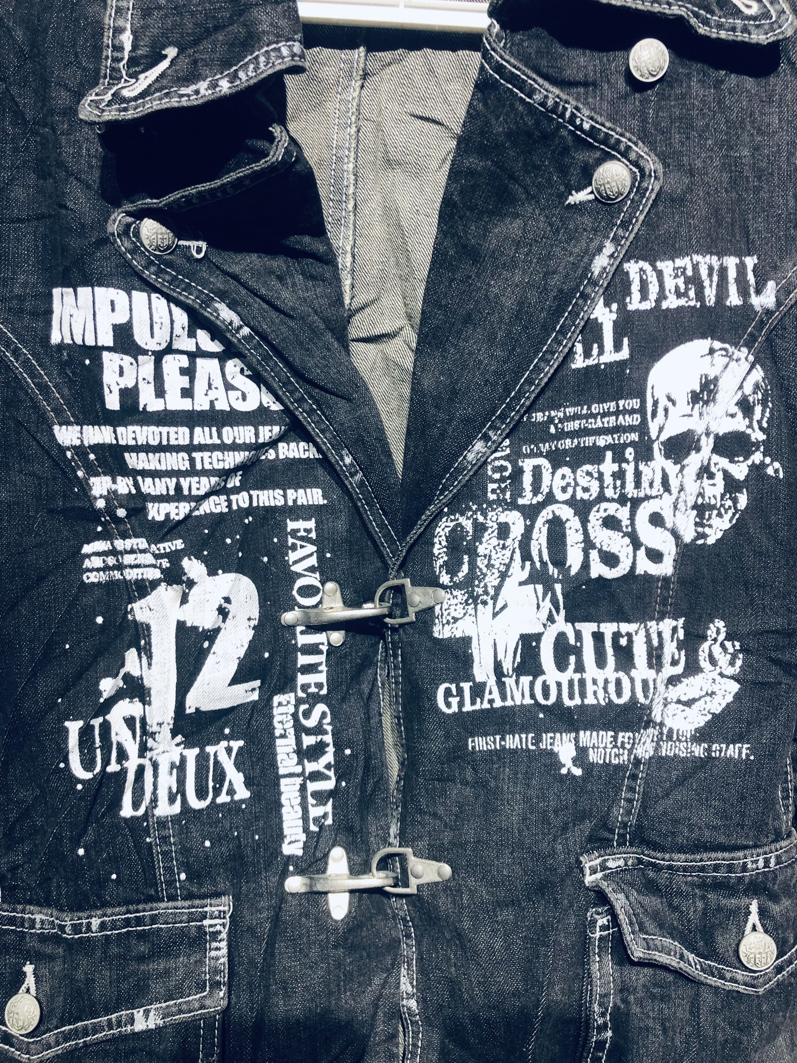 Japanese Brand 💸OFFER BINDING💸 SKULL ☠️ PUNK STYLE DENIM JACKET‼️ Size US M / EU 48-50 / 2 - 5 Thumbnail