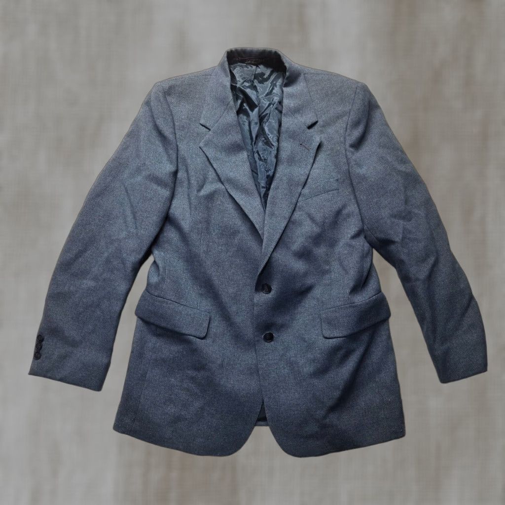 Vintage VINTAGE Hunting Horn Loui Strauss Solid Blue Two Button Blazer Sport Coat Suit Jacket Adult Men's 42R 40 Wool Polyester Rayon Blue Size 40R - 1 Thumbnail