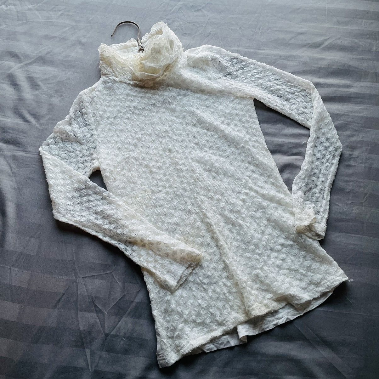 If Six Was Nine × Japanese Brand Japanese White Lace Turtle Neck Long Sleeve Size S / US 4 / IT 40 - 2 Thumbnail